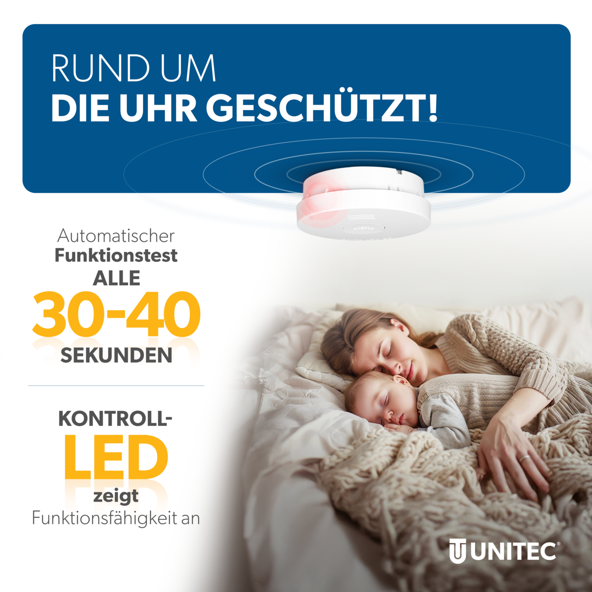 Unitec Rauchwarnmelder VDS mit Magnethalterung