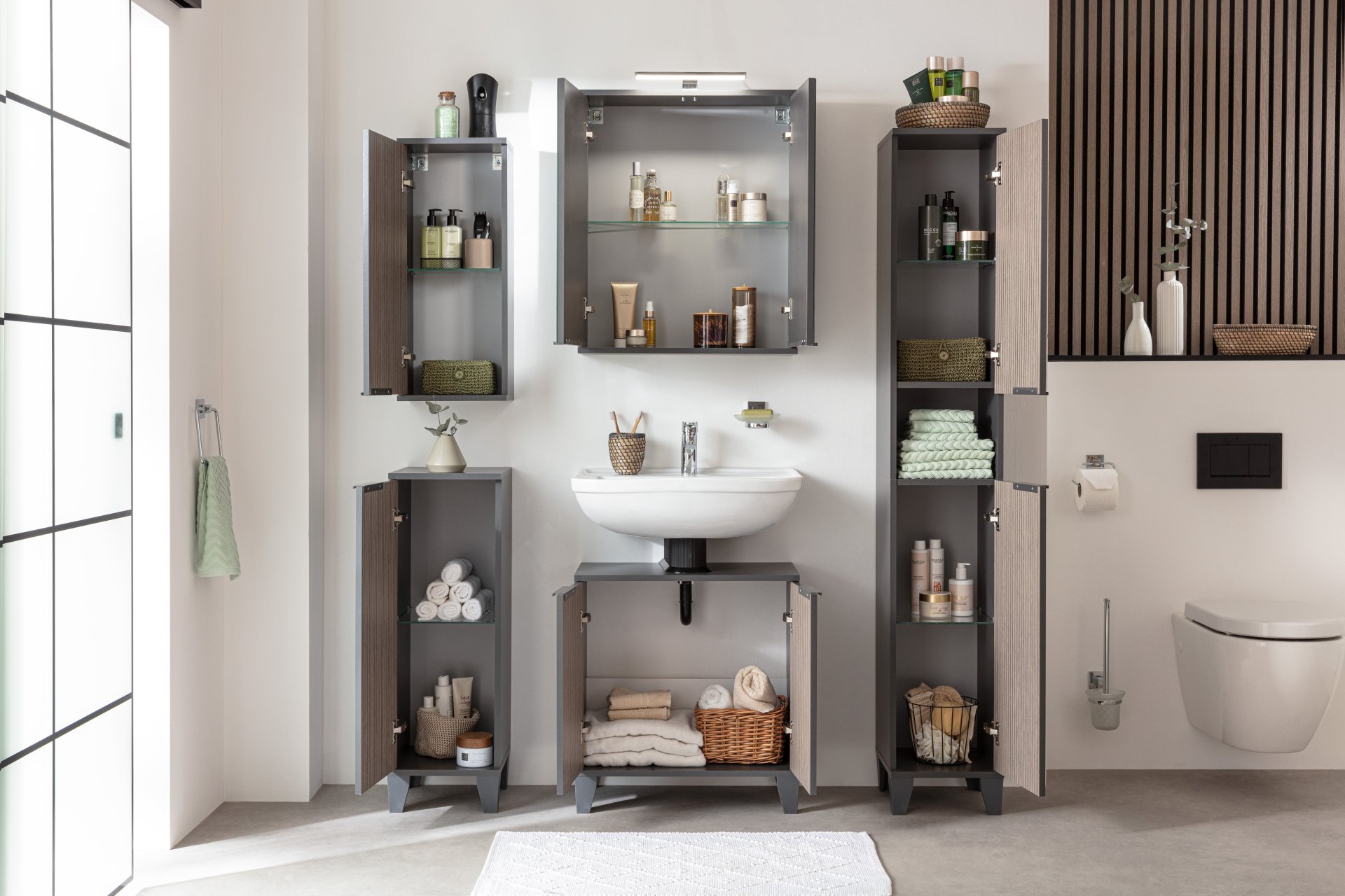 Badmobil LUCCA Unterschrank, 301 x 900 x 320 mm, Anthrazit