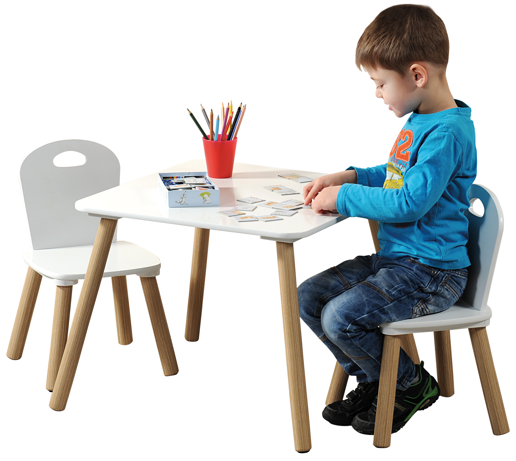 Kesper 1 Kindertisch mit 2 Stühlen, FSC, Farbe: weiß
