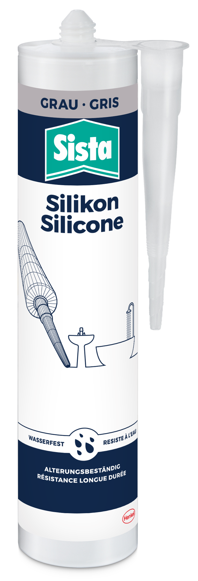 Sista Sanitär Silikon, grau, 280 ml