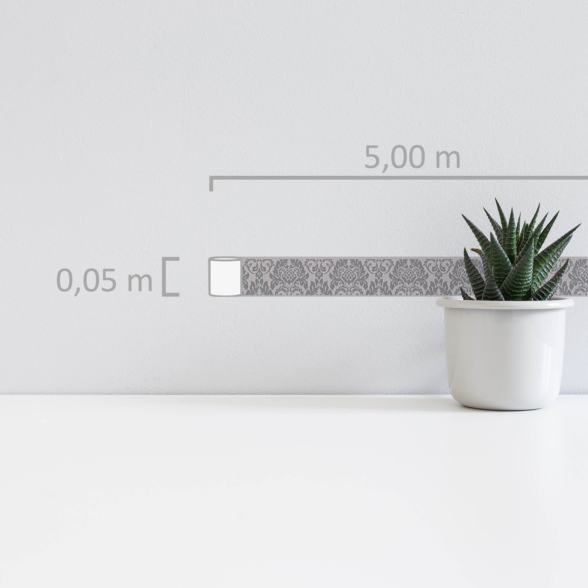 A.S. Création selbstklebende Bordüre, ornamentmuster grau silber – barock stil elegant A.S. Création selbstklebende Bordüre, ornamentmuster grau silber – barock stil elegant