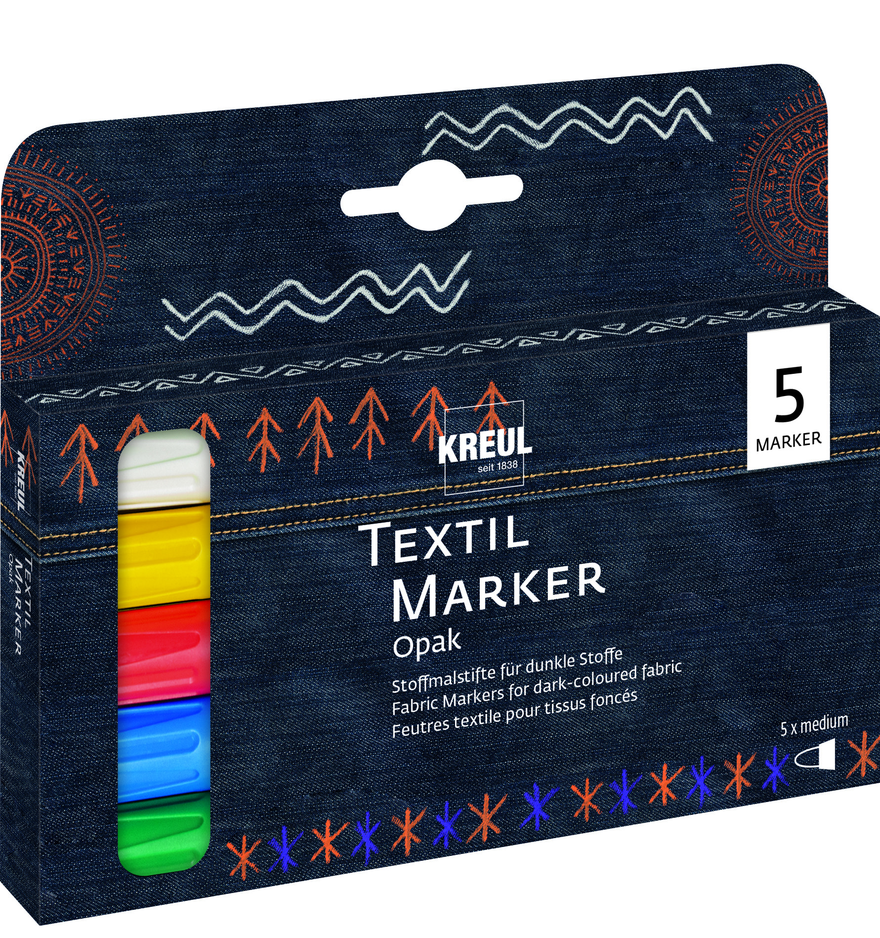 92750_KREUL_TextilMarkerOpak_medium_5erSet_CMYK Javana texi mäx Opak