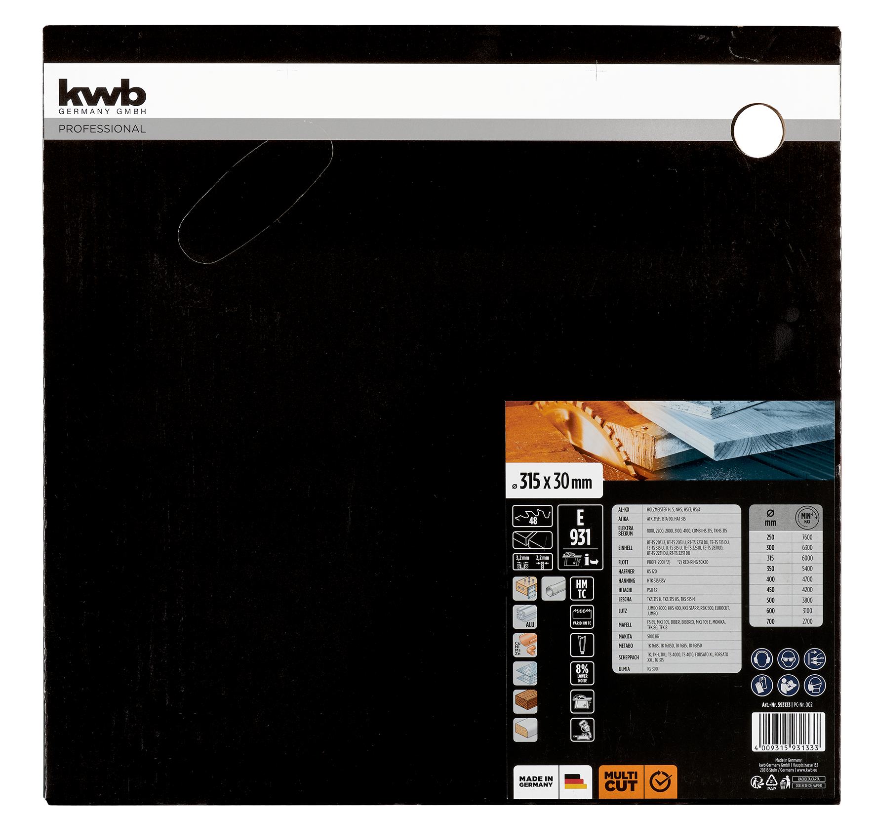 Kwb Kreisägeblatt HM Ø 315 x 30 mm, Z48 Kwb Kreisägeblatt HM Ø 315 x 30 mm, Z48