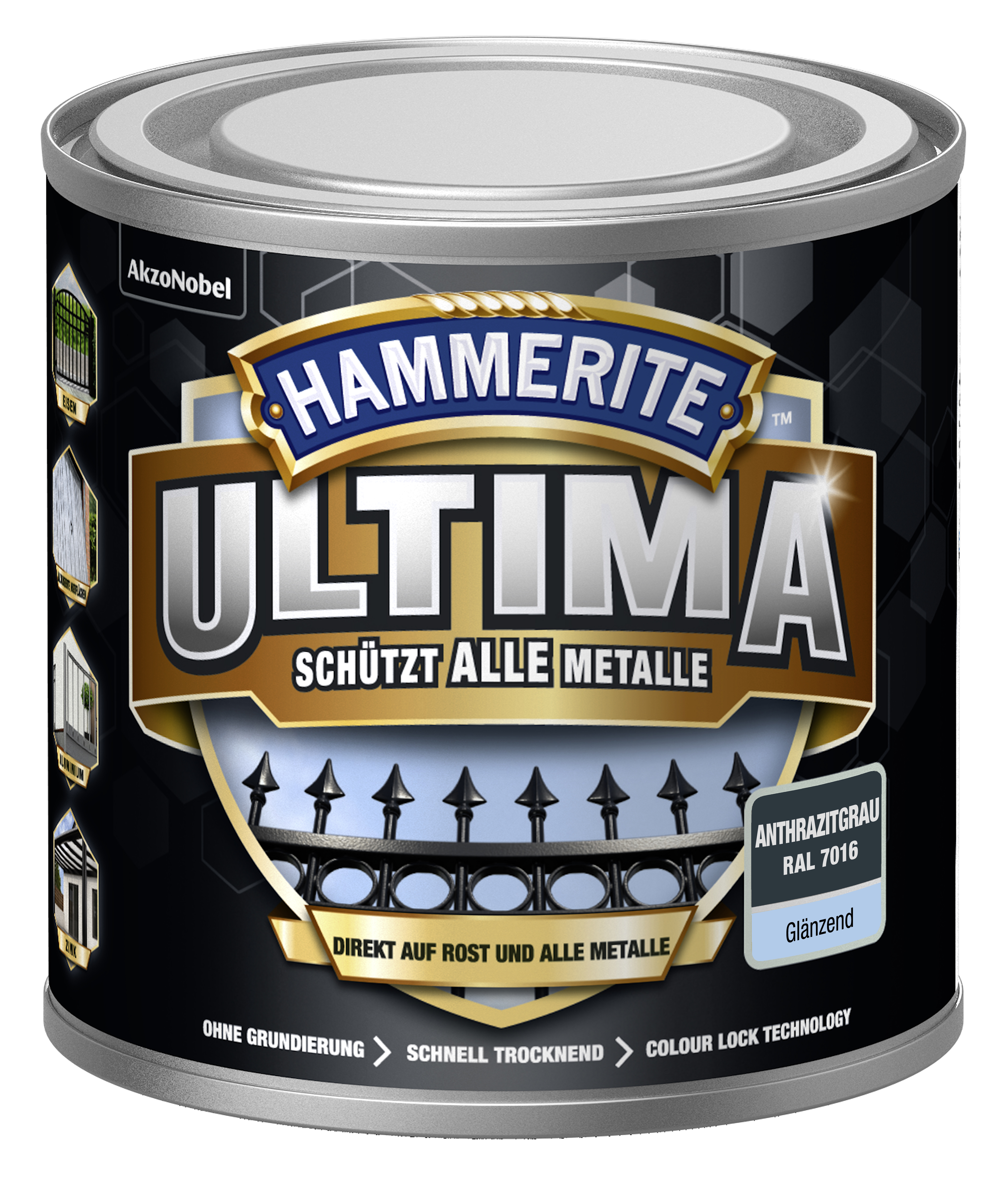 734594_4007591724304_5379719-Hammerite_ULTIMA_Glaenzend_Anthrazitgrau_2056247_250ml HAMMERITE  METALLSCHUTZLACK ULTIMATE GLZ ANTH.GRAU RAL 7016 250ML