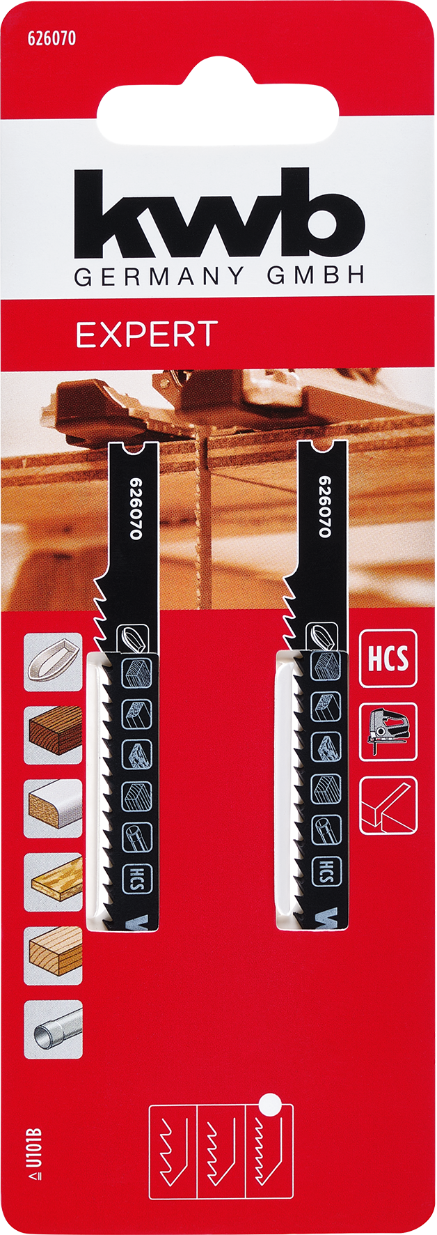 kwb HCS-Stichsägeblätter mit U-Schaft für Holz, fein, 100 mm kwb HCS-Stichsägeblätter mit U-Schaft für Holz, fein, 100 mm