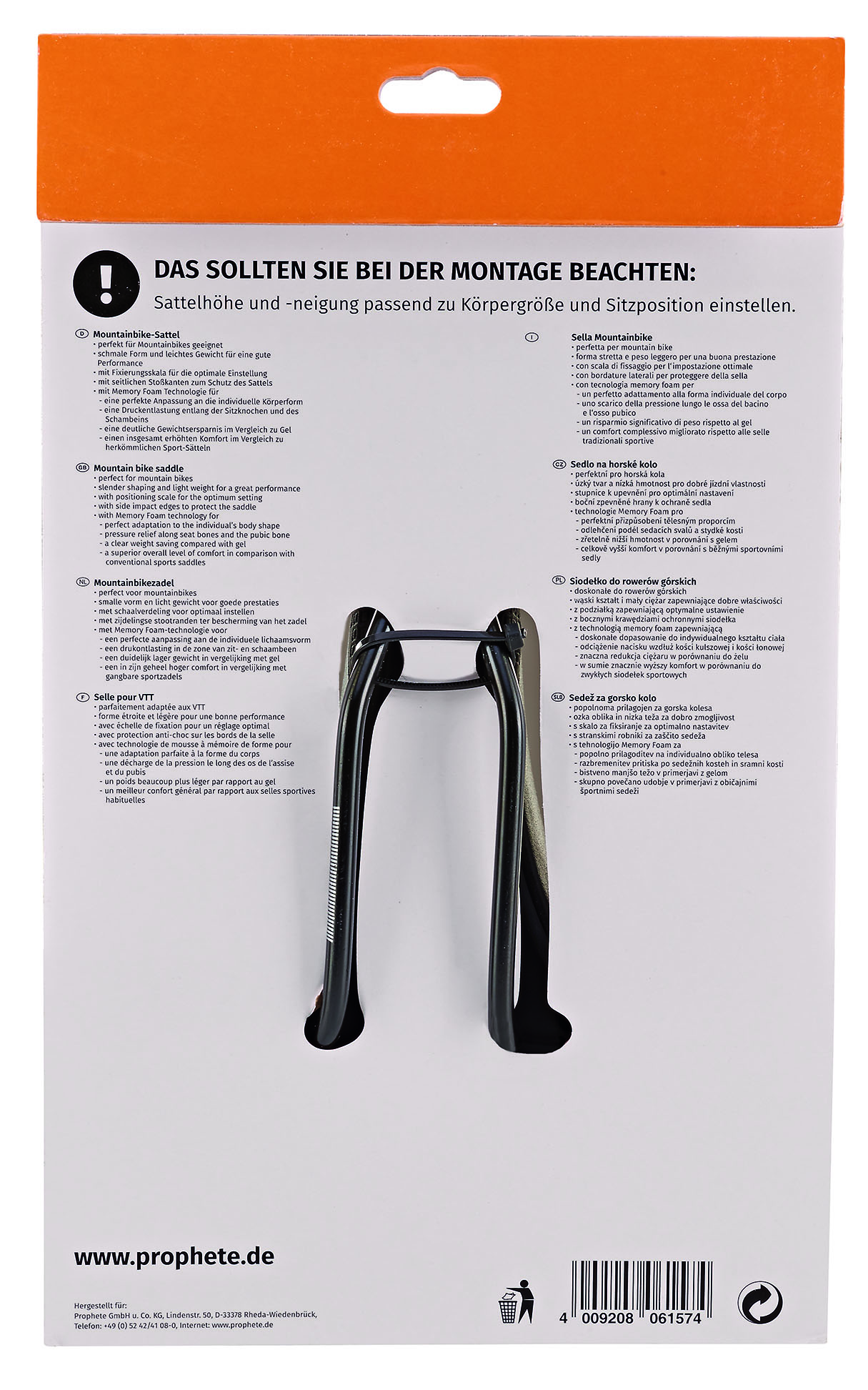 Prophete MTB-RENN-SATTEL MIT MEMORY FOAM TECHNOLOGIE