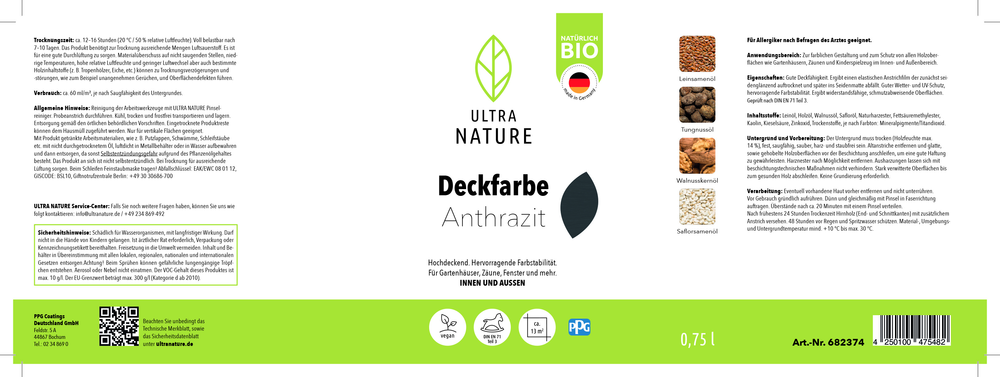 Ultra Nature Deckfarbe Anthrazit, 0,75 l Ultra Nature Deckfarbe Anthrazit, 0,75 l