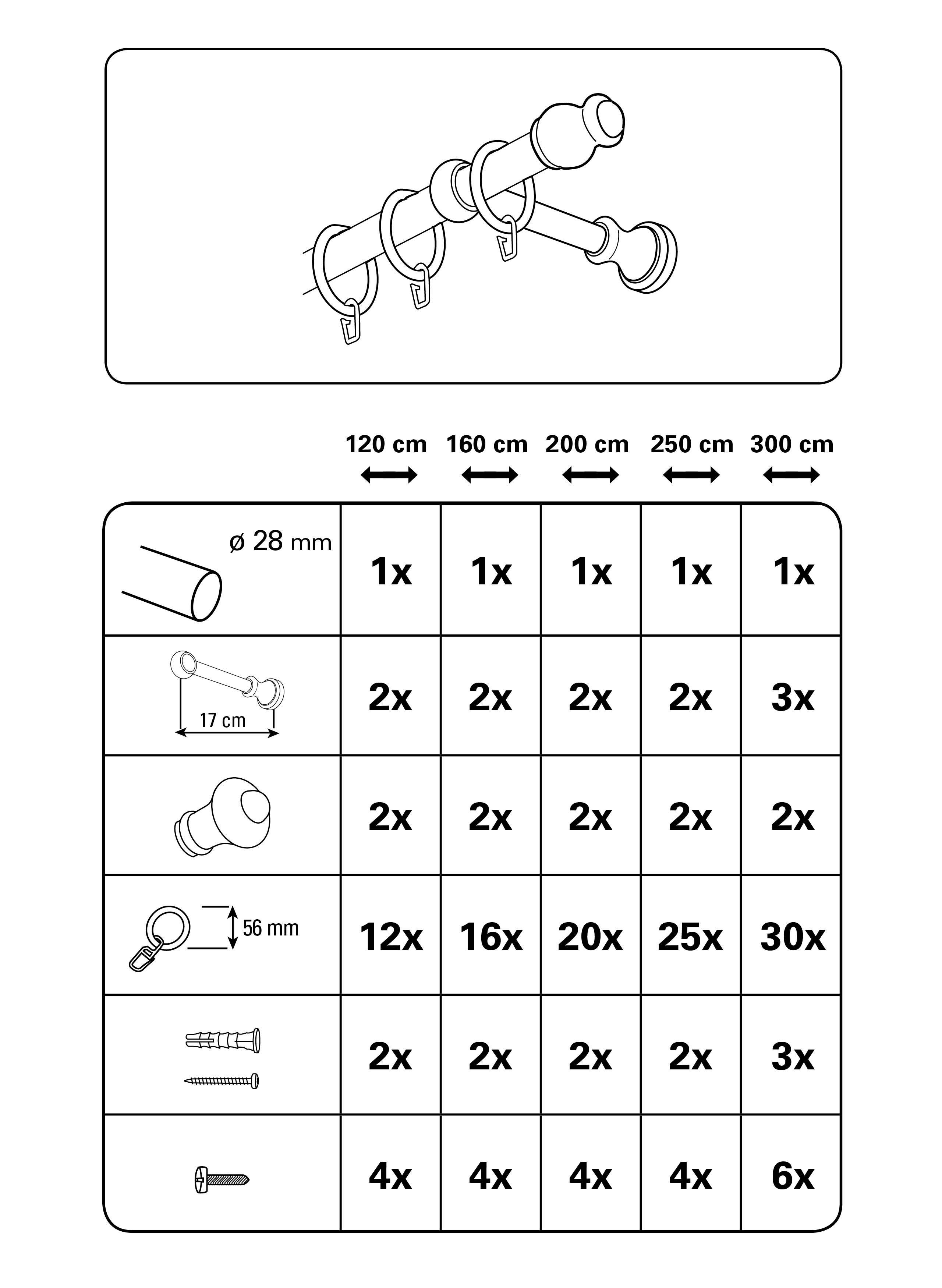 098602_04 GARDINIA STILGARNITUR  LUGANO Q28MM KIEFER 300CM