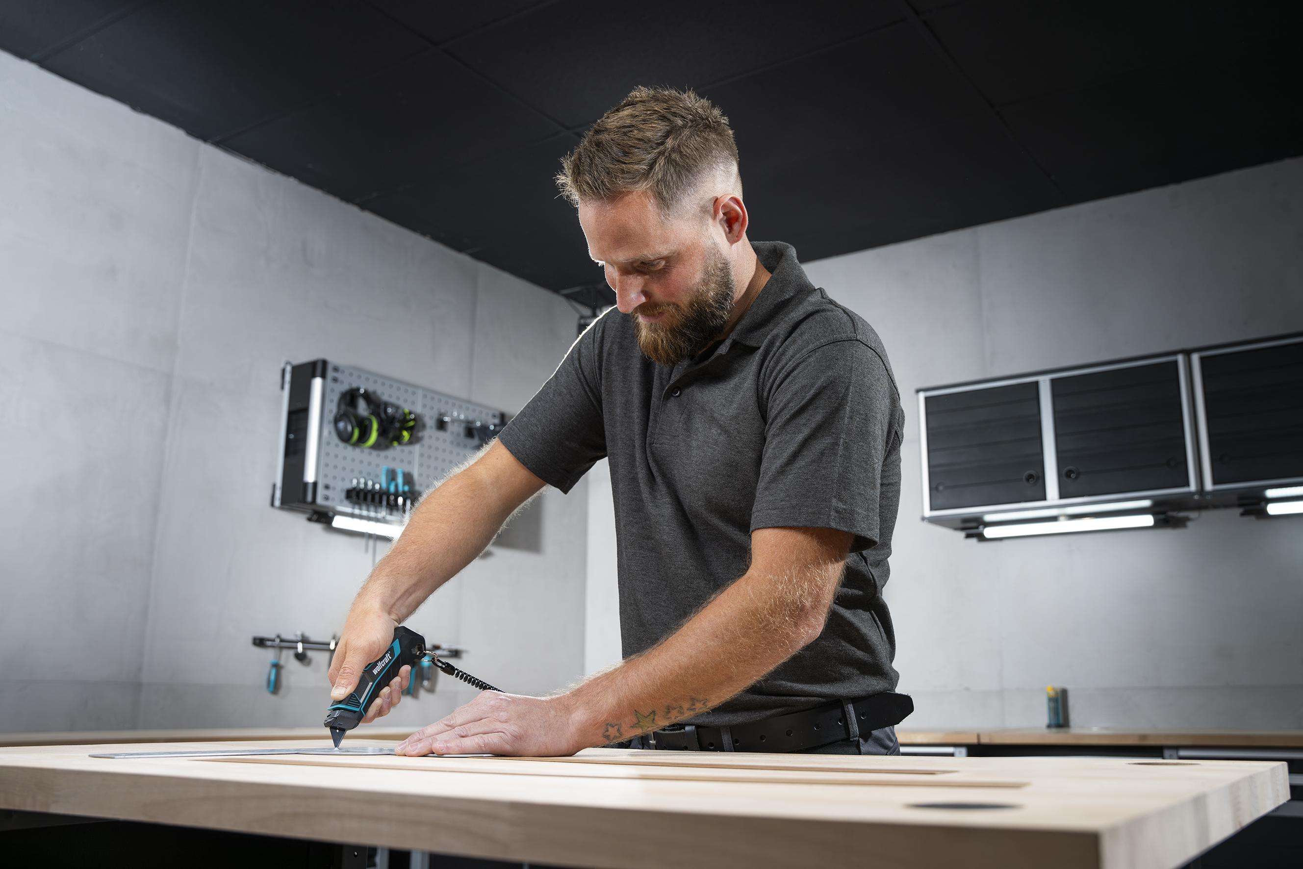 wolfcraft Trapezklingen-Messer PRO SAFETY mit Köcher