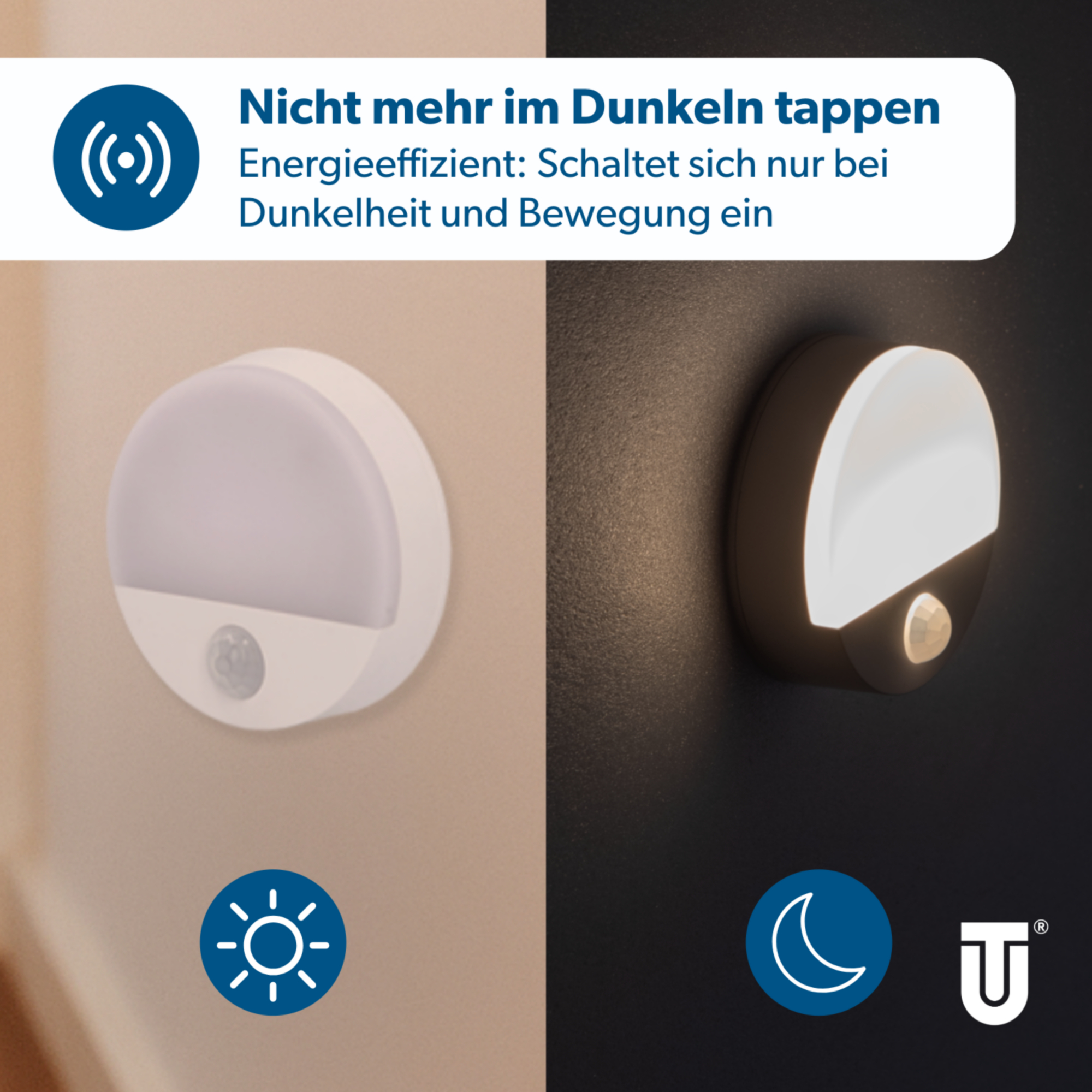 Unitec LED-Nachtlicht mit BWM + Dämmerungssensor