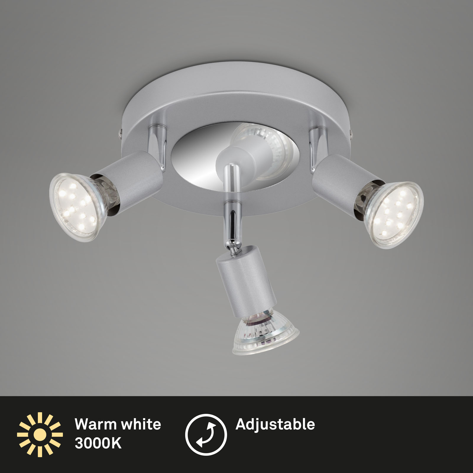 4002707297345-5 Briloner Wandleuchte, Titan, rund, 3-flammig