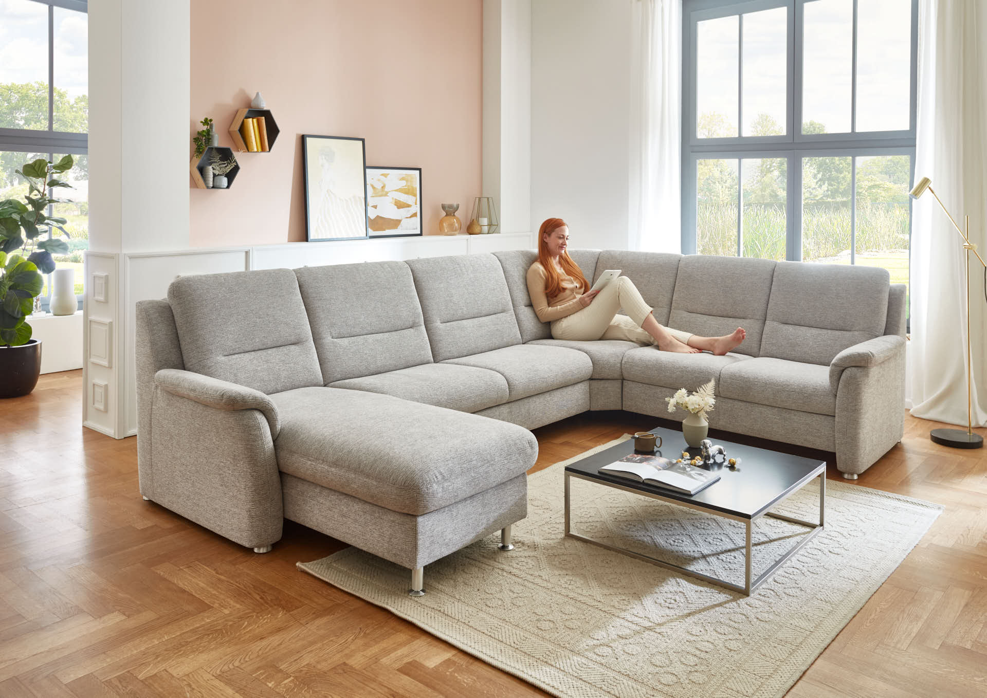 Polipol Wohnlandschaft Modell PP-HS17006 typ CanL-2,5EL-RE-2R, Stellfläche ca. 169-205 x 337 x 242 cm