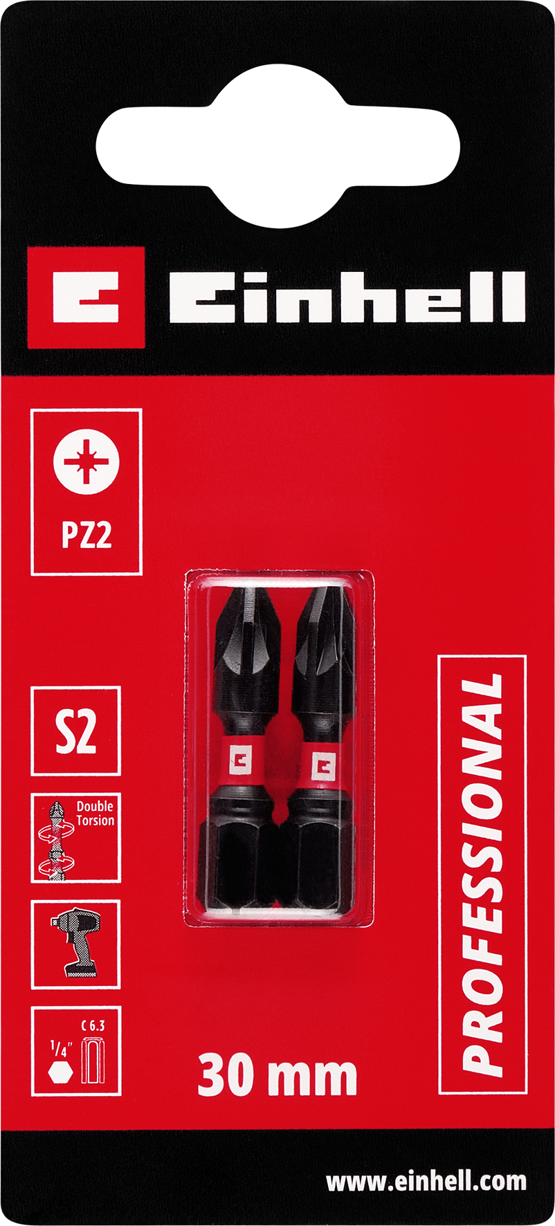 Einhell Impact-Bits mit Doppel-Torsion, 30 mm, PZ2