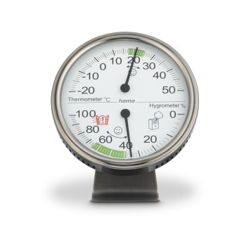 Hama Thermometer und Hygrometer "Tahiti", Ø 11 cm, Silber