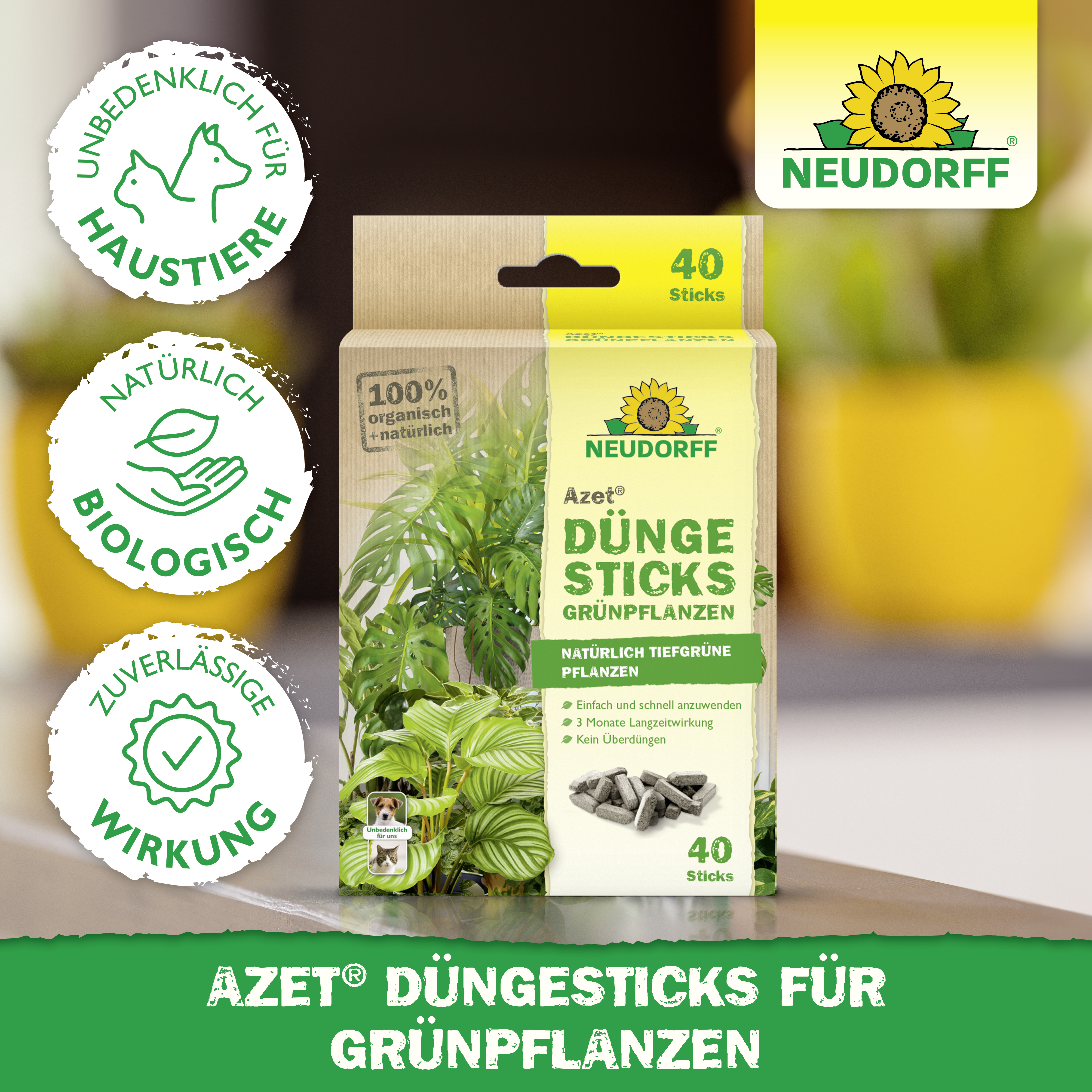 Neudorff Azet DüngeSticks für Grünpflanzen, 40 Stück