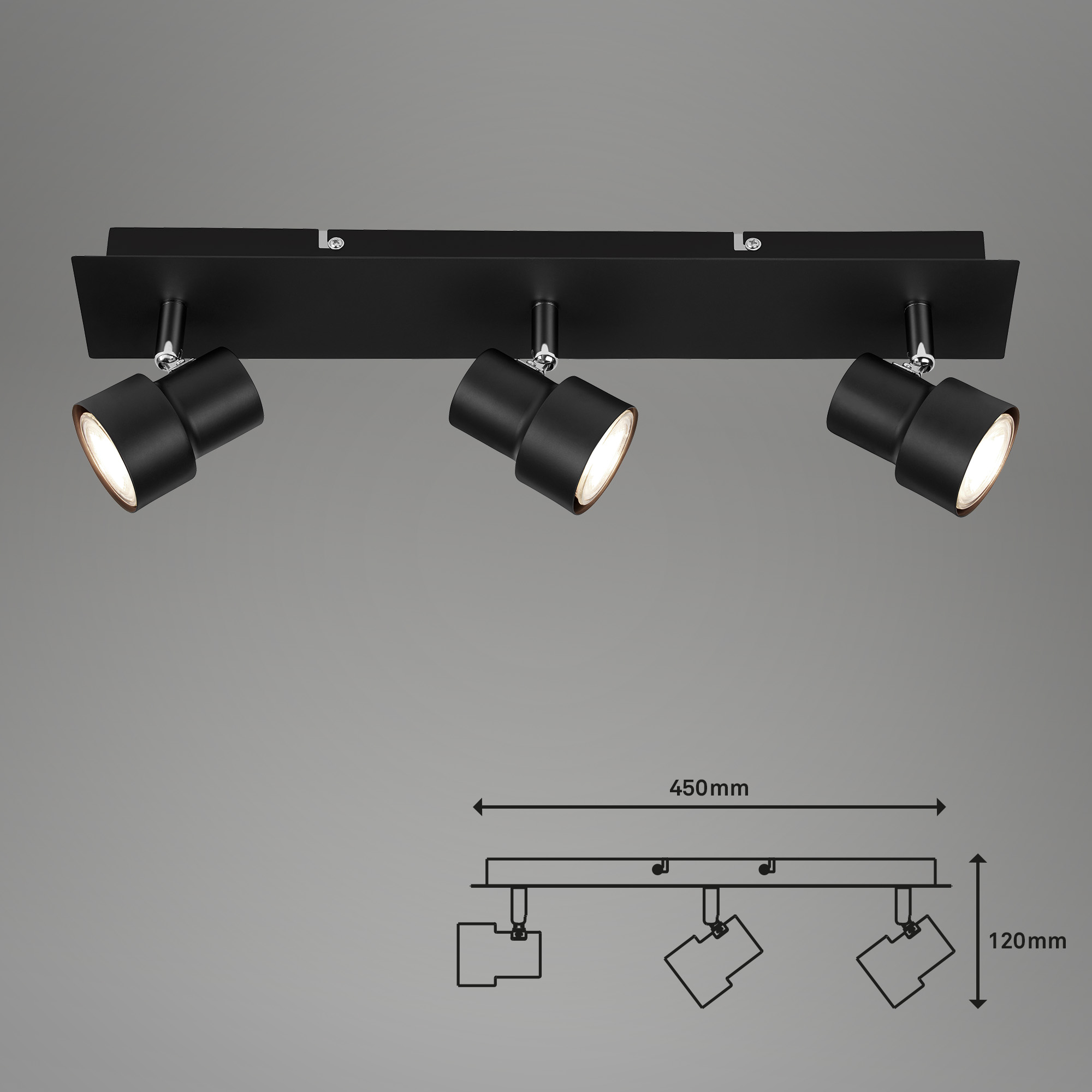4002707366652-4 Briloner Deckenleuchte, metall/schwarz, 3-flammig