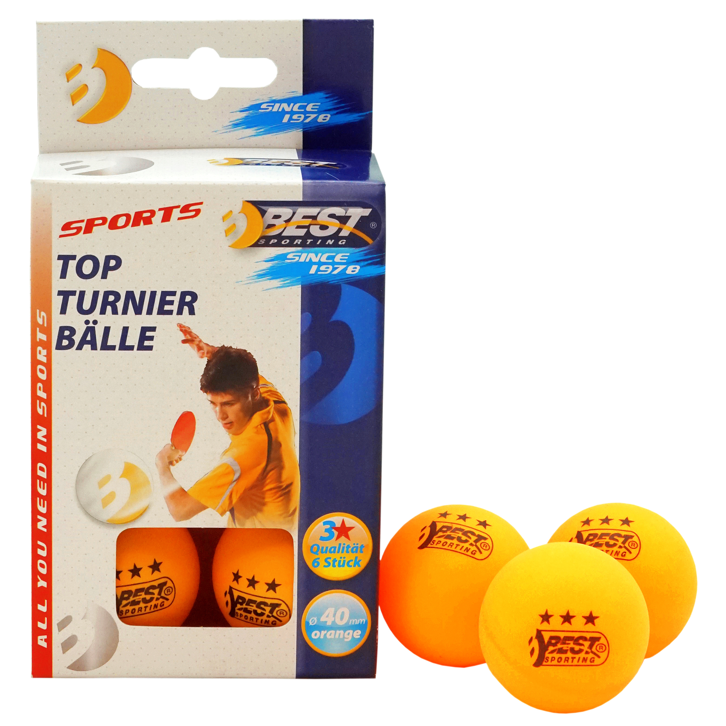 Best Tischtennis-Turnierbälle, orange