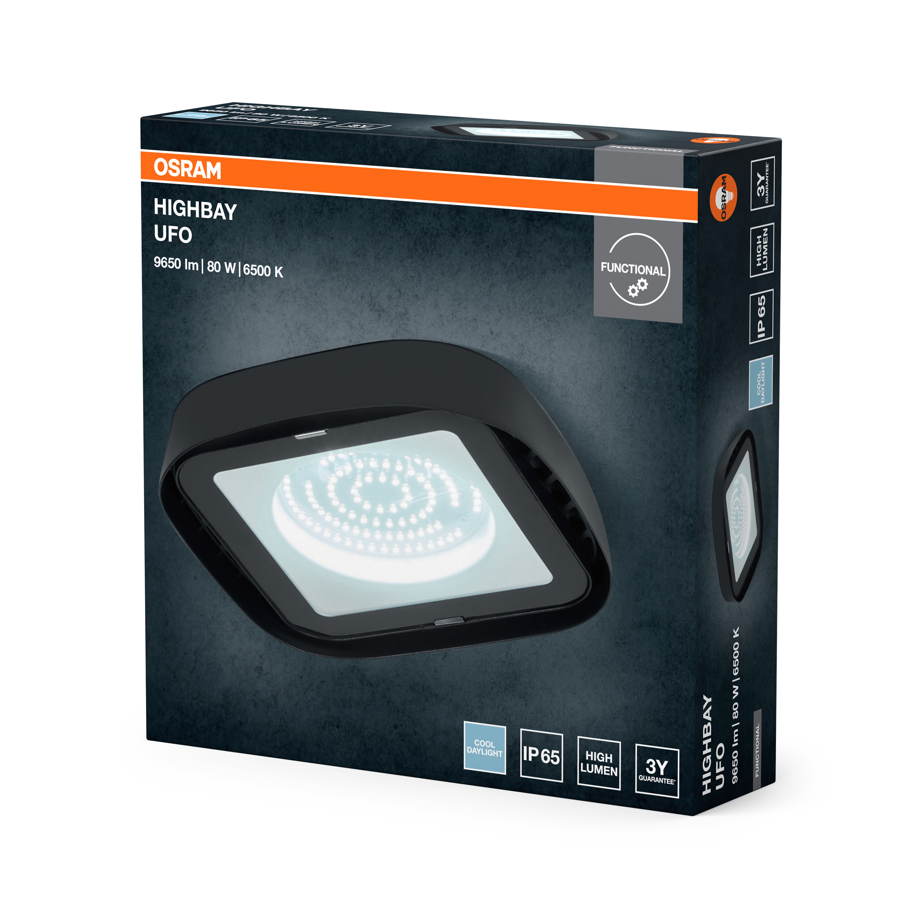 Osram Highbay Ufo Deckenleuchte, 80W, IP65, schwarz