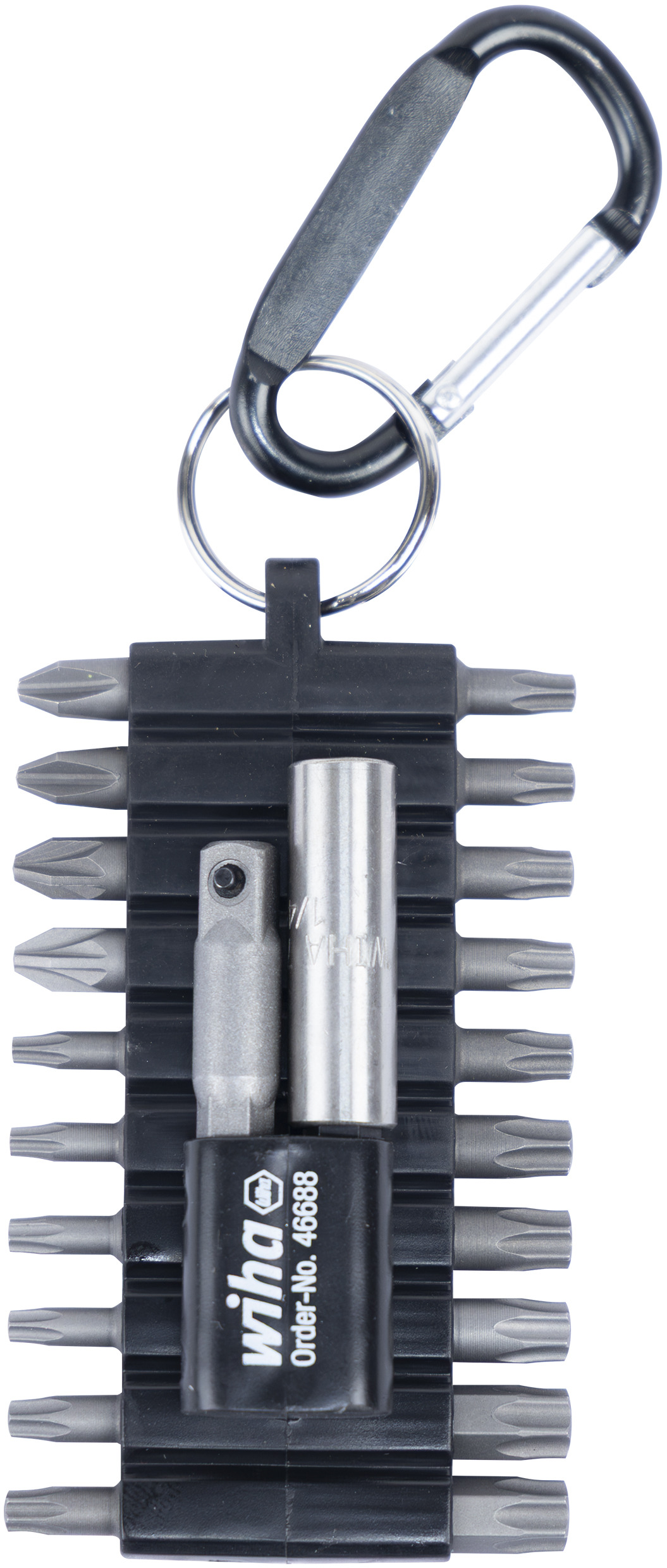 Wiha 22-teilig Bitset PH/PZ/TORX/Universalbithalter und Adapter 1/4", am Karabinerhaken in SB-Verpackung