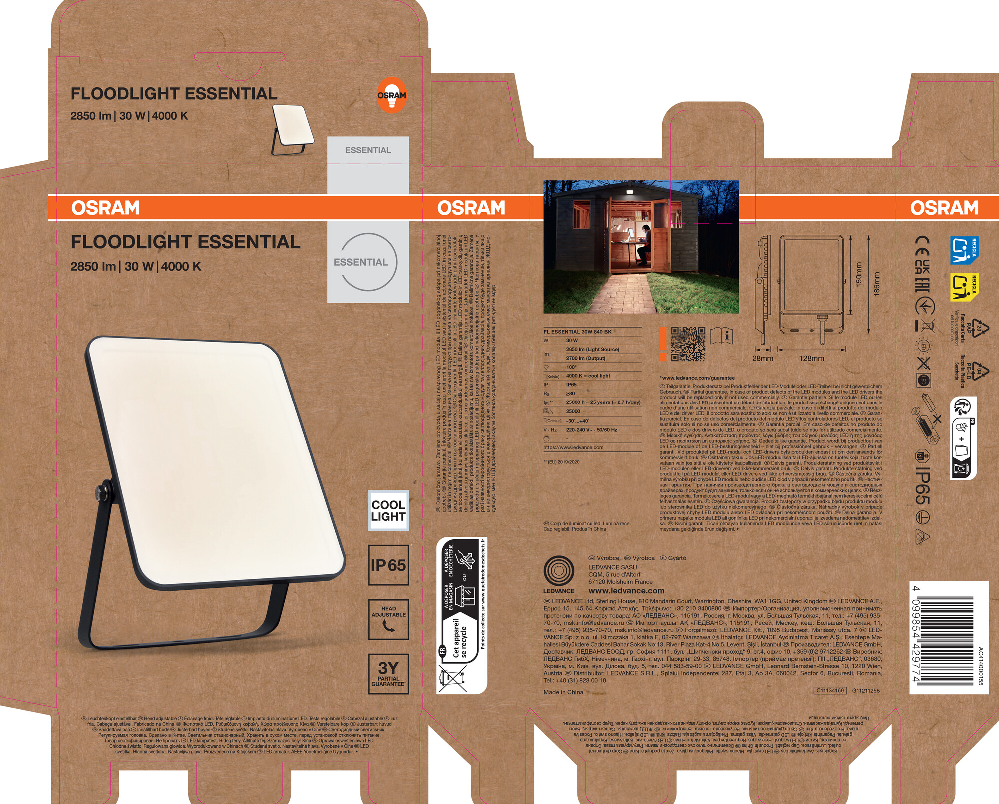 Osram Flutlicht Essential Strahler, 30W, schwarz