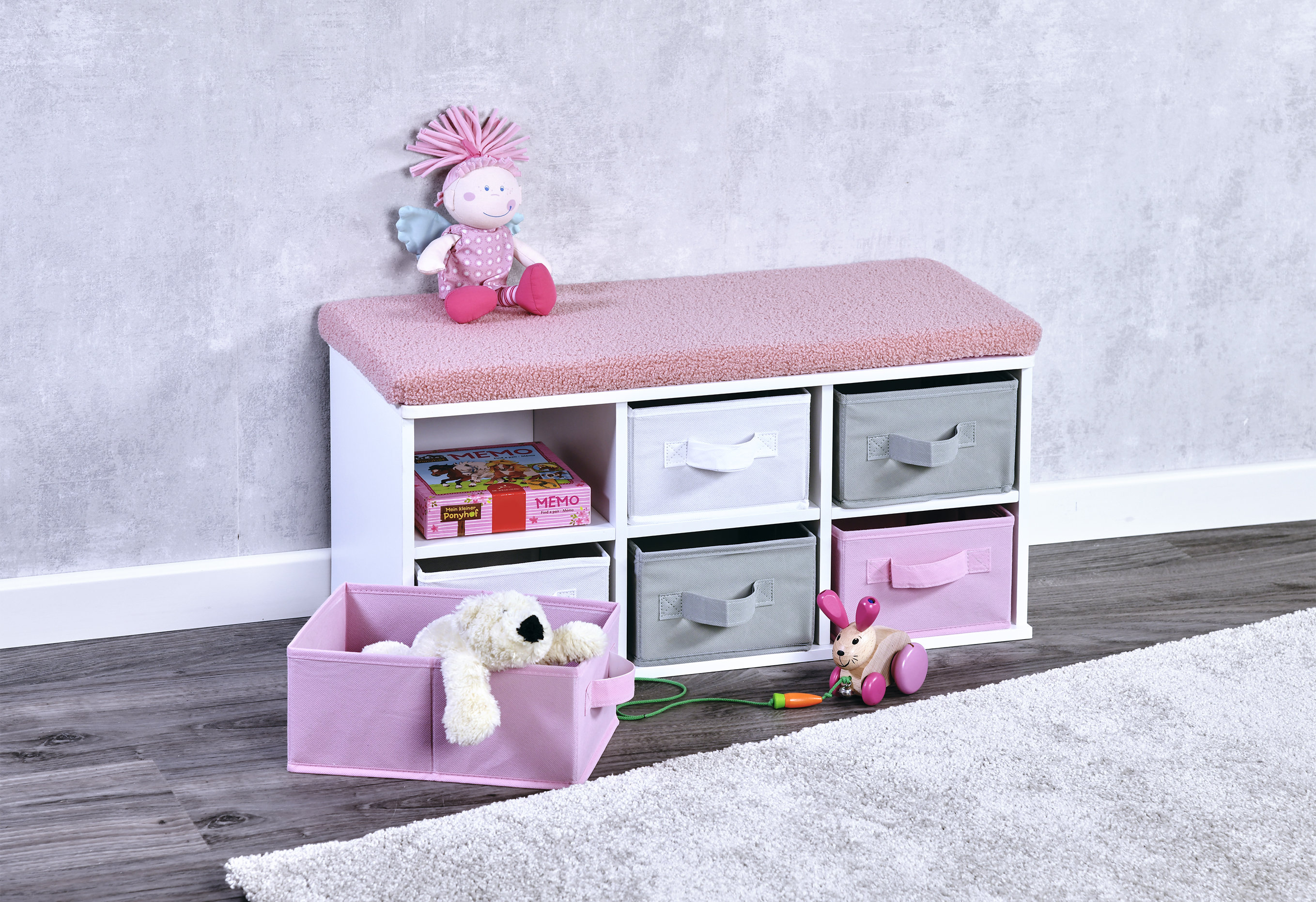 Kesper Kinder-Sitzbank mit Sitzkissen, weiß, FSC, 68 x 29,5 x 31 cm Kesper Kinder-Sitzbank mit Sitzkissen, weiß, FSC, 68 x 29,5 x 31 cm