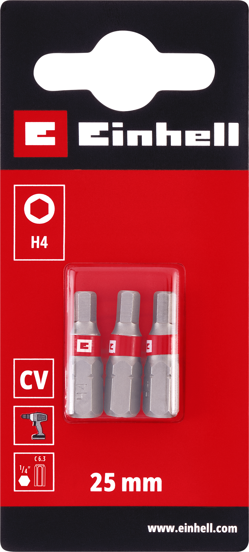 Einhell Standard-Bits, 25 mm, H4