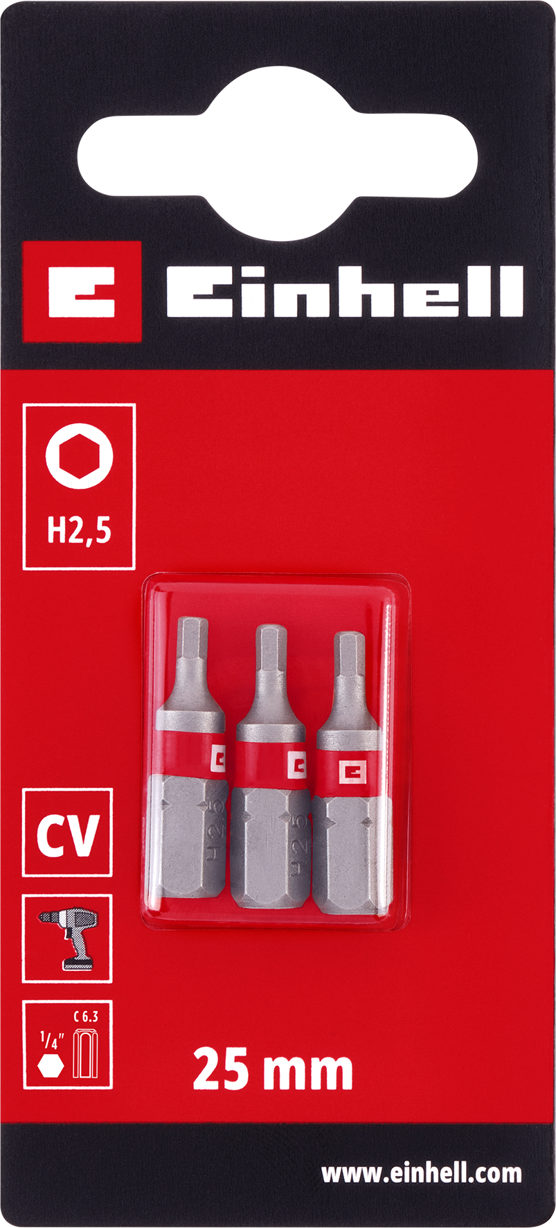 Einhell Standard-Bits, 25 mm, H2,5