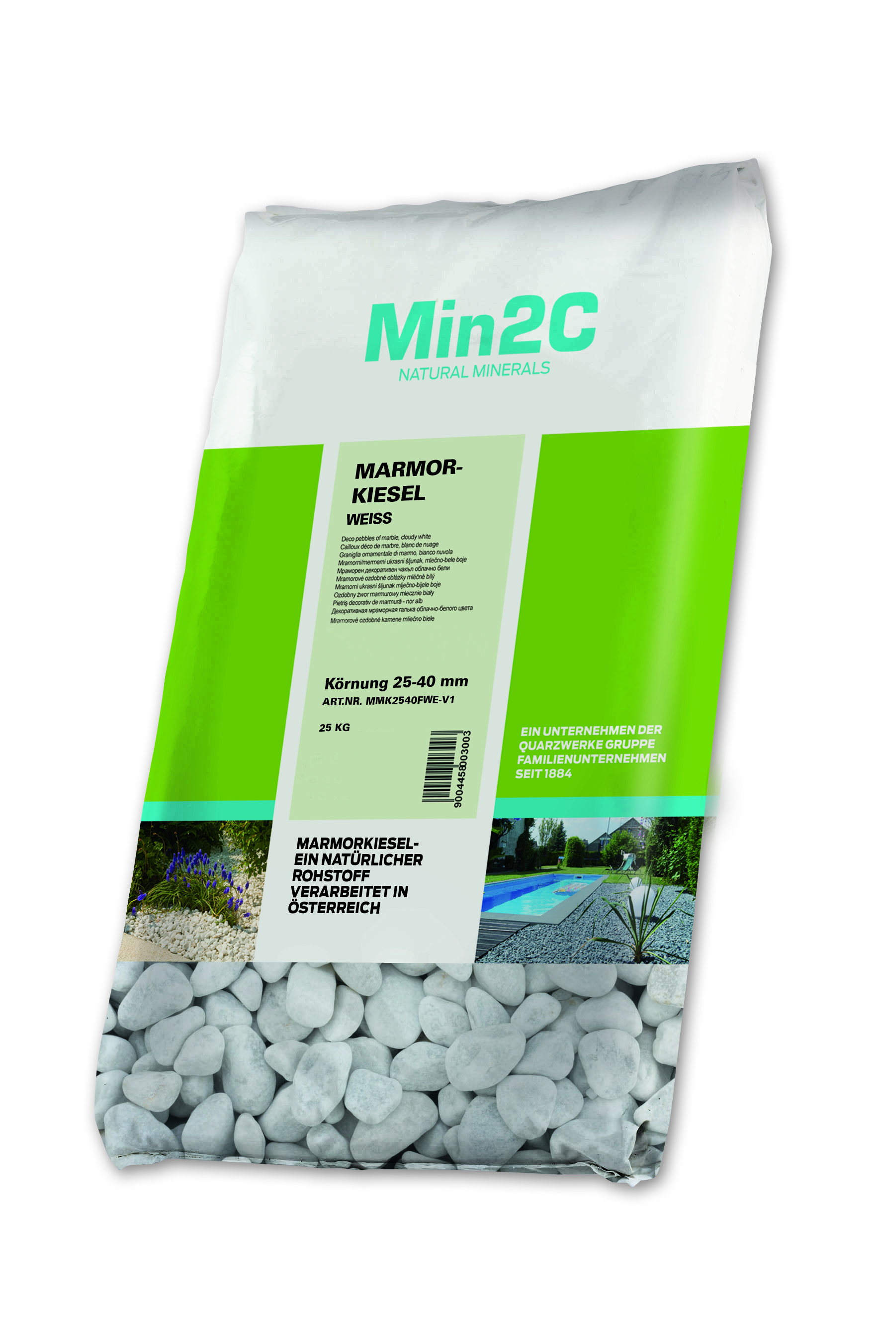 Min2C Marmorkiesel, weiß, 25 - 40 mm