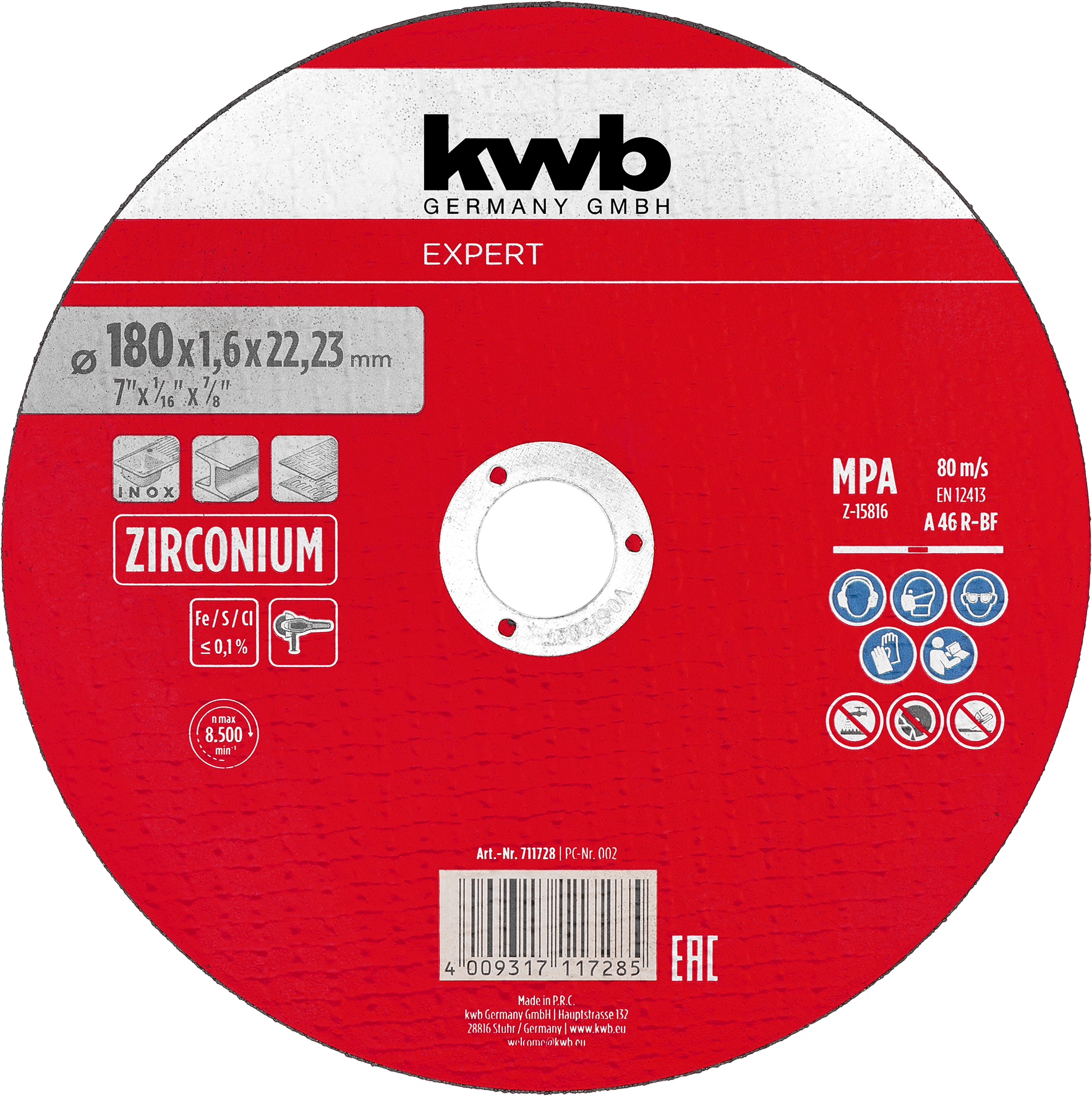 kwb Metalltrennscheibe, extra dünn, Ø 180 x 1,6 mm kwb Metalltrennscheibe, extra dünn, Ø 180 x 1,6 mm