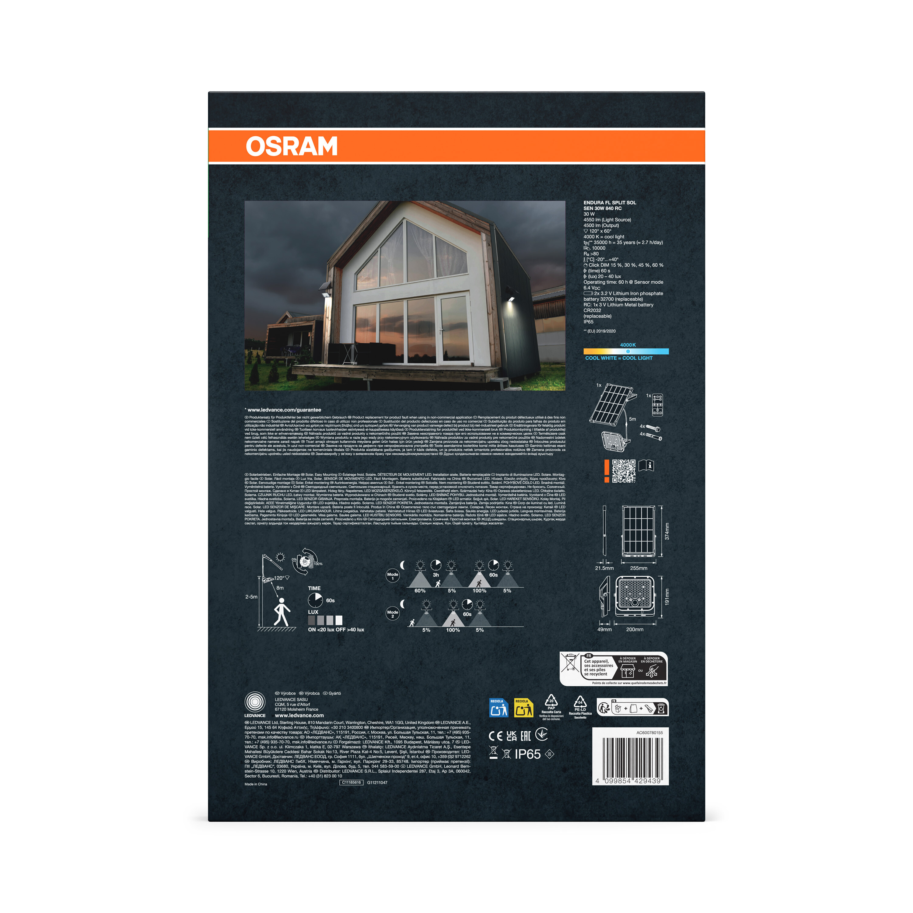 Osram LED-Solar-Außenleuchte Endura, schwarz, 30W