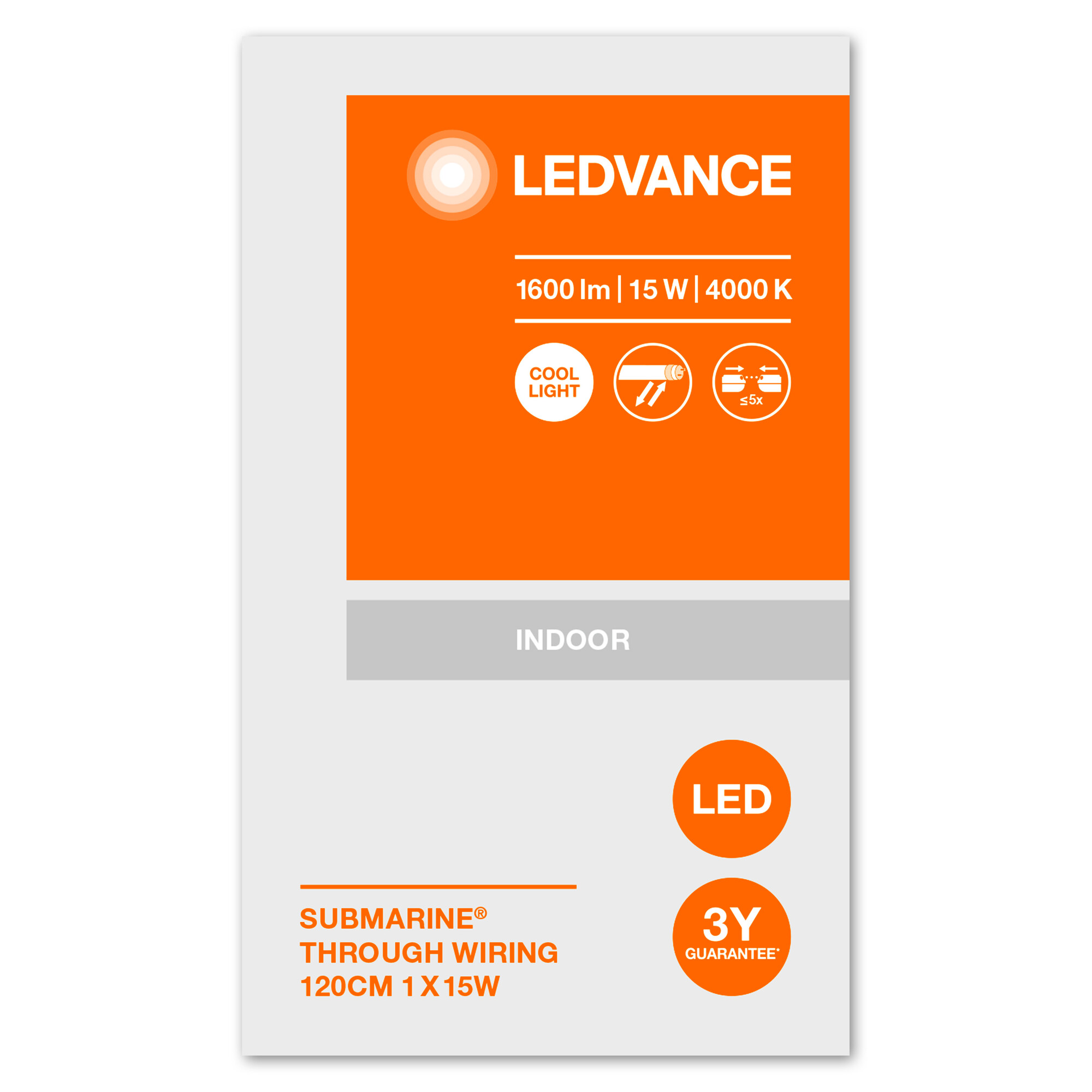 LEDVANCE Feuchtraumleuchte Submarine durchverdrahtet, 120 cm, 15W, 4000K LEDVANCE Feuchtraumleuchte Submarine durchverdrahtet, 120 cm, 15W, 4000K