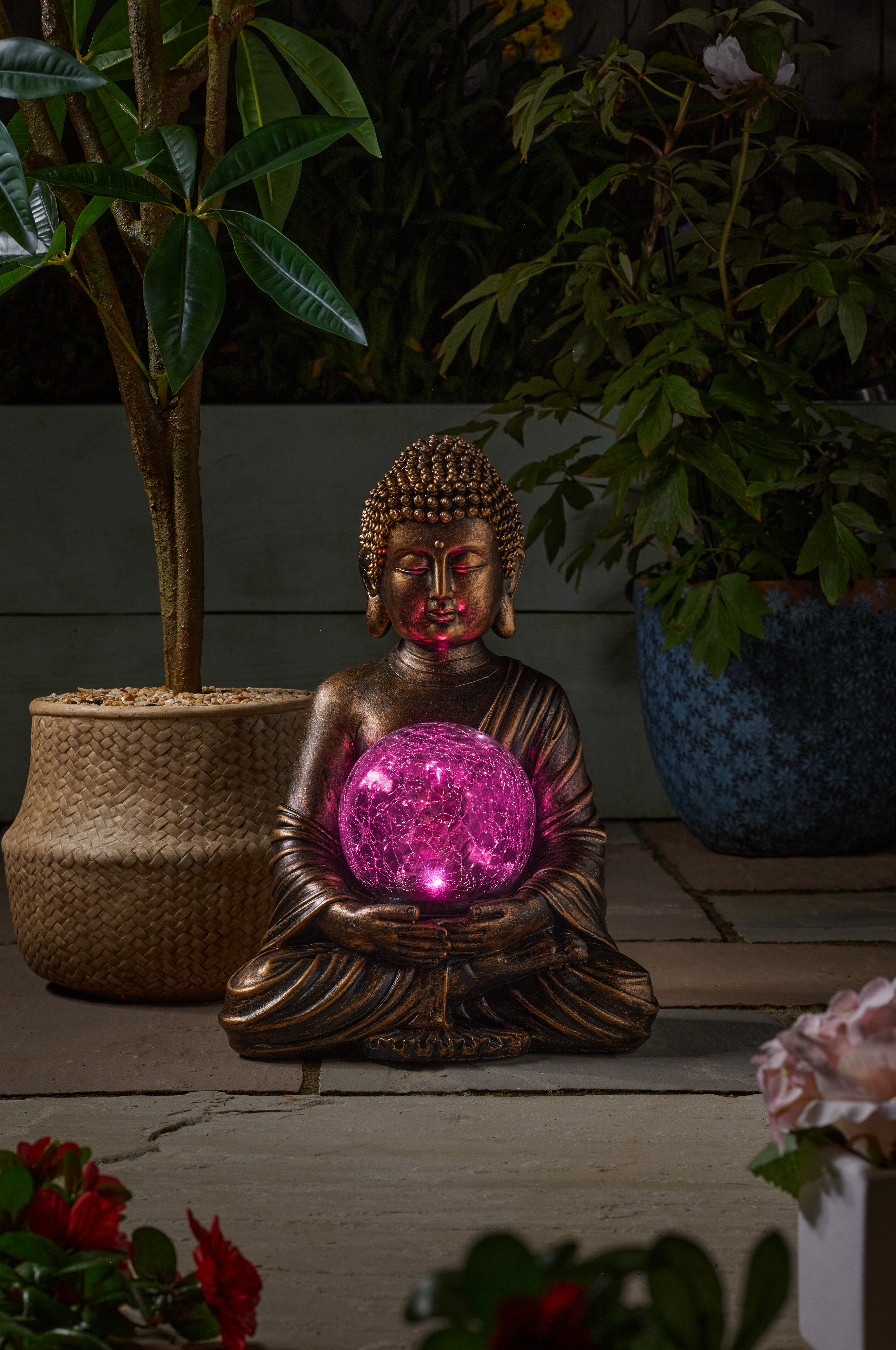 Smart Garden Buddha mit Bruchglassolarkugel Smart Smart Garden Buddha mit Bruchglassolarkugel Smart