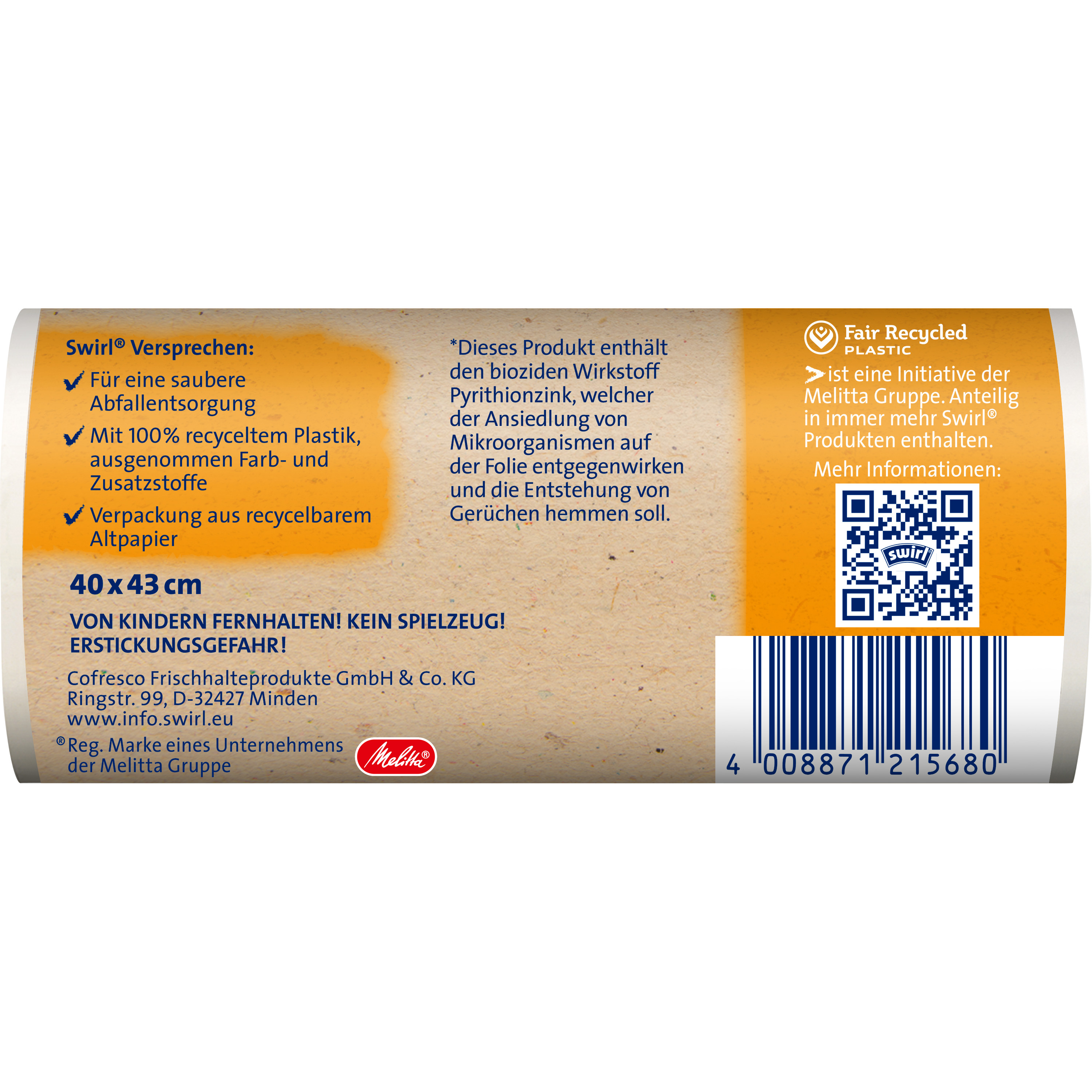 Swirl® Tragegriff-Müllbeutel Bad- & Kosmetik, 10 l Swirl® Tragegriff-Müllbeutel Bad- & Kosmetik, 10 l