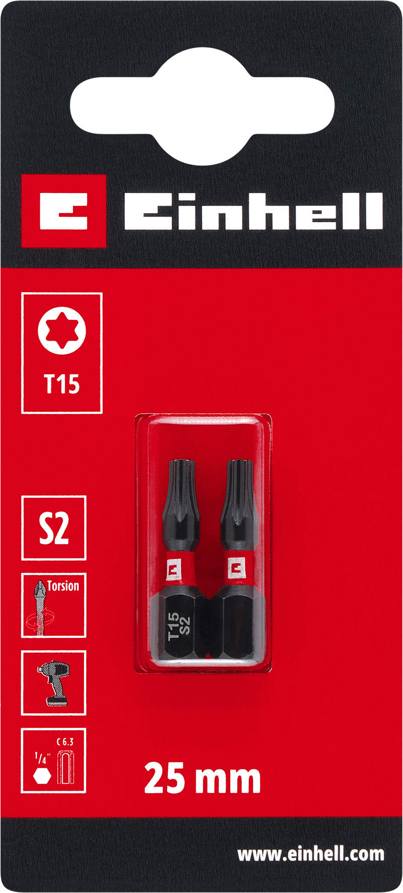 Einhell Impact-Bits Torsion, 25 mm, T15 S2