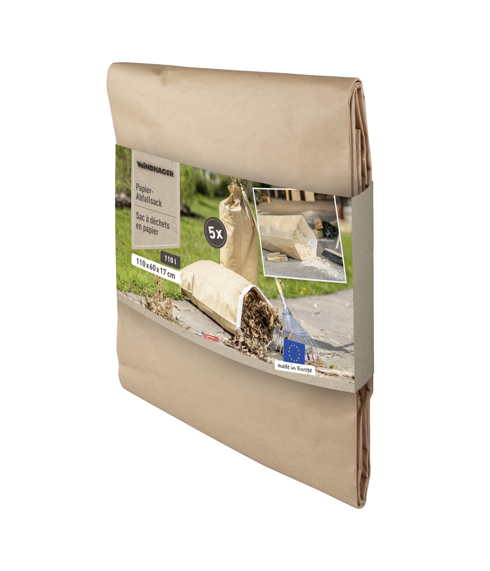Windhager Papier-Abfallsack 110l, 5er-Pack