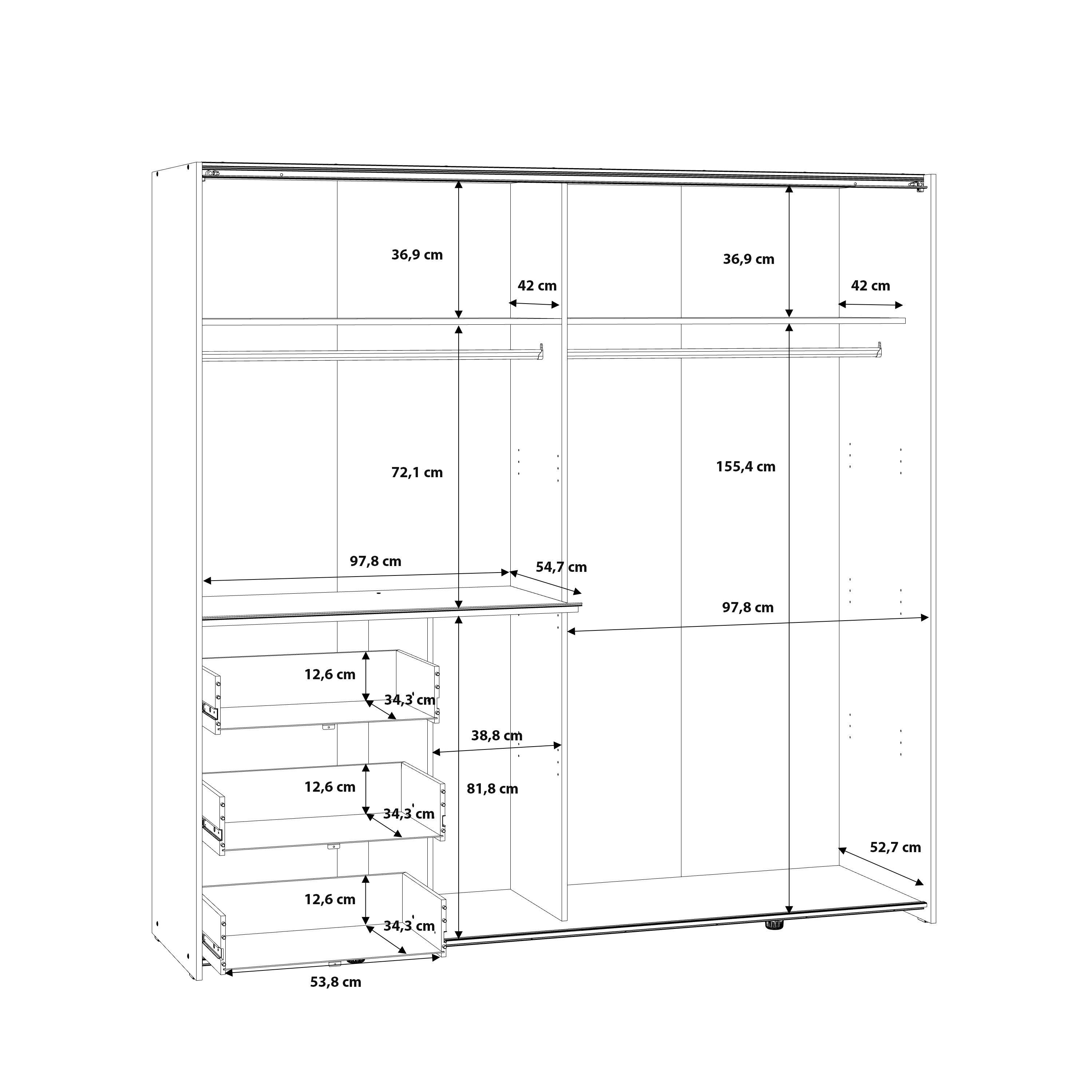 Forte Kleiderschrank WINN 2, grau
