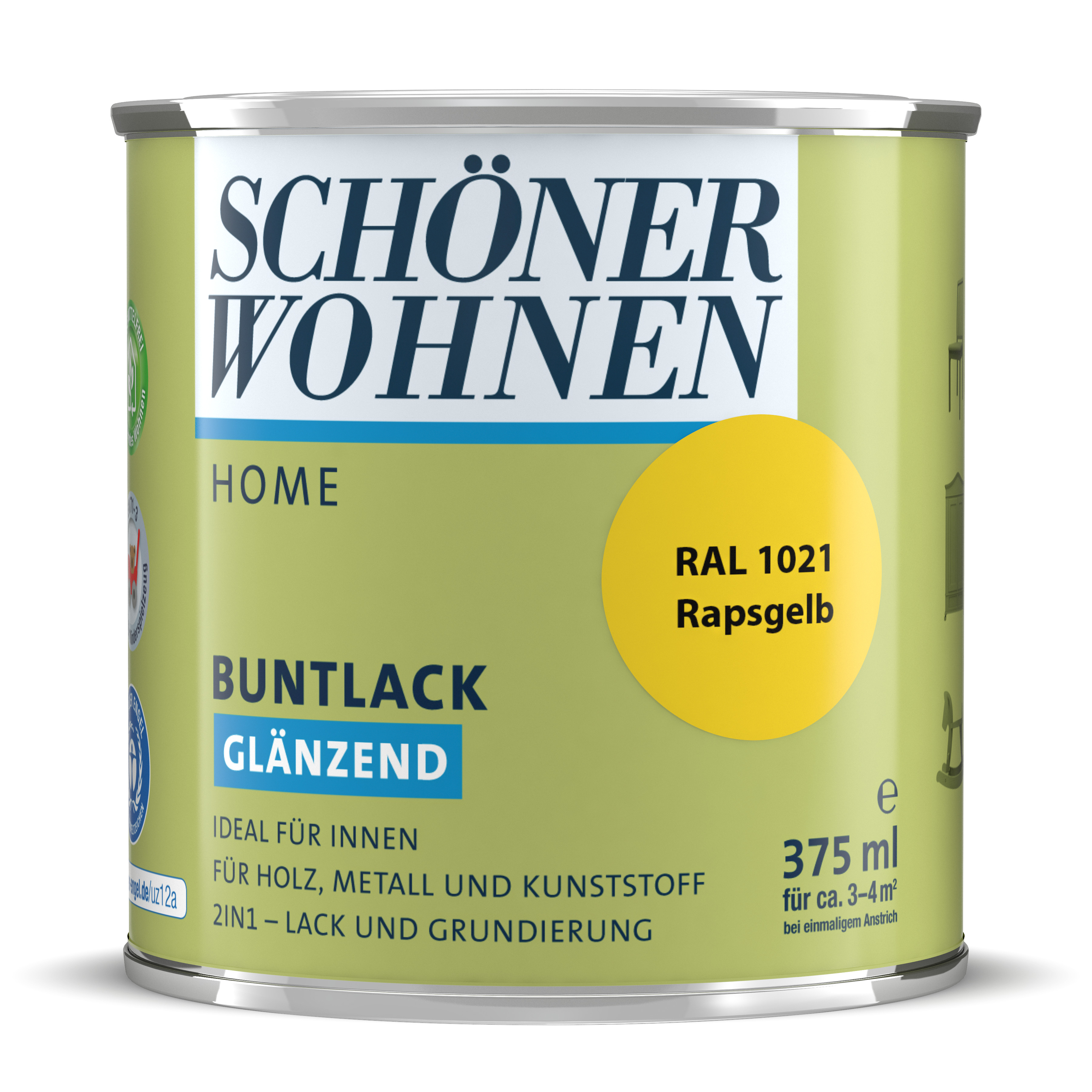 SW_2448-0375-1021 Schöner Wohnen Home Buntlack, glänzend, rapsgelb
