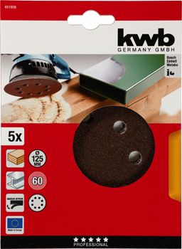 491906-300 Kwb Klett-Haftscheiben, 125 mm, K60