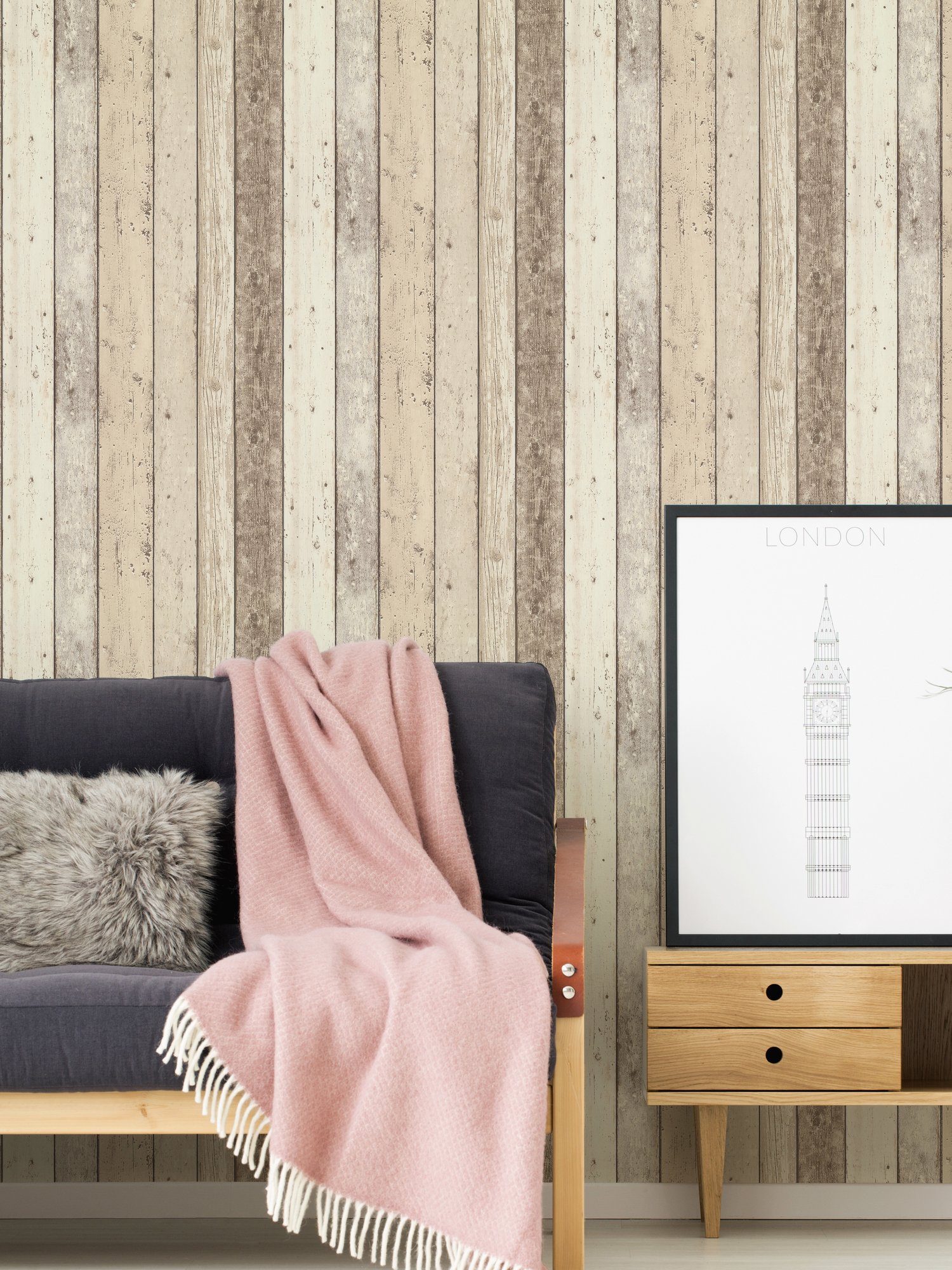 A.S. Création Vliestapete, holzoptik beige creme – paneeltapete im vintage shabby chic stil