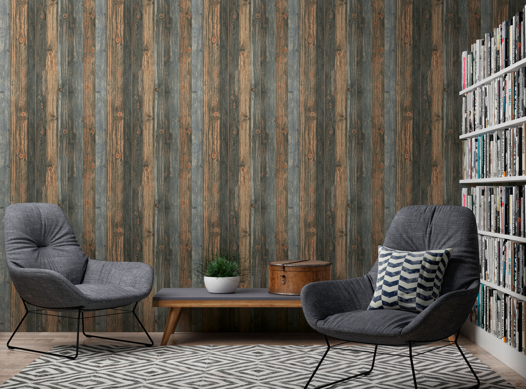 A.S. Création Vliestapete, holzoptik braun blau – rustikale holzpaneel tapete im vintage-stil