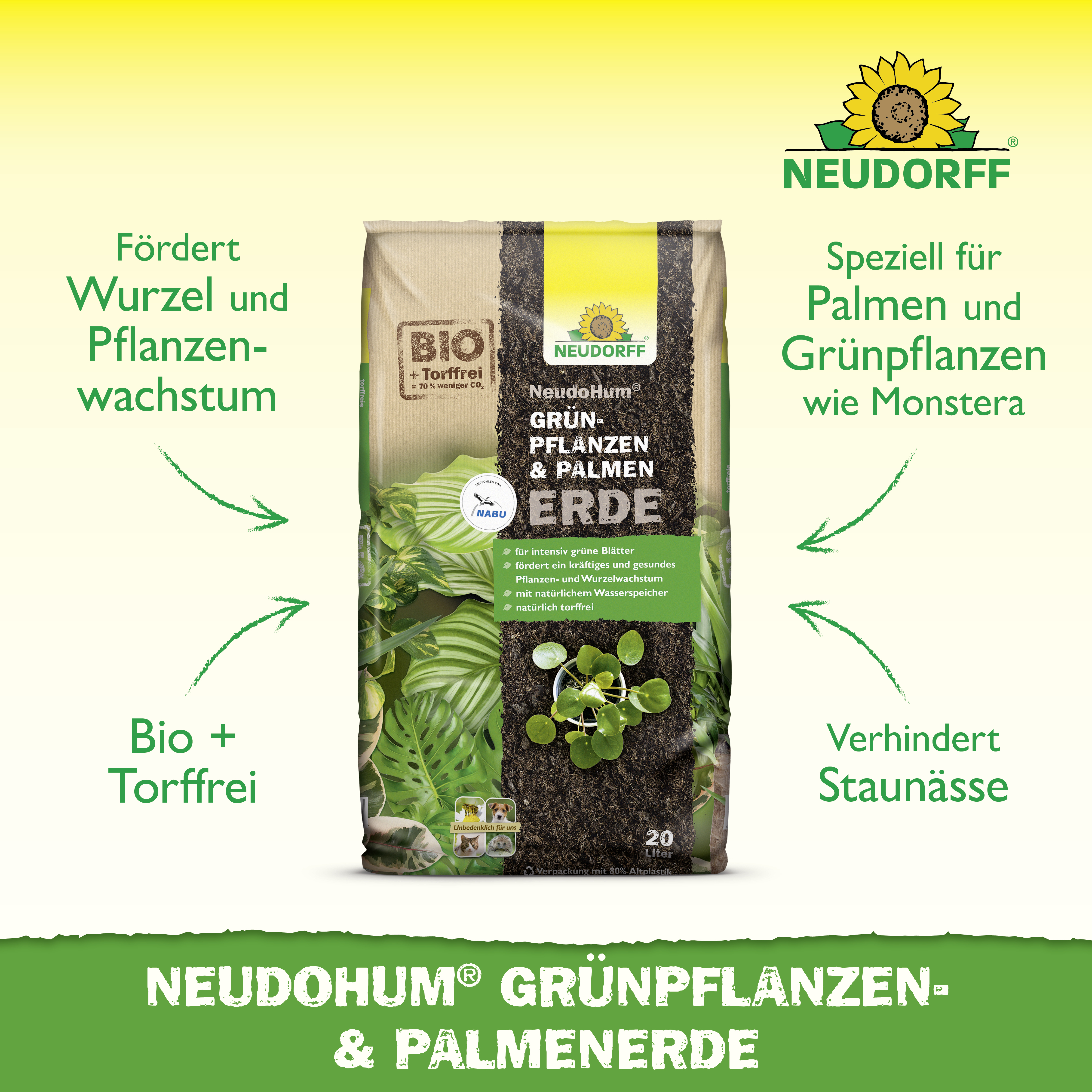 Neudorff NeudoHum Grünpflanzen- & PalmenErde, 20 L