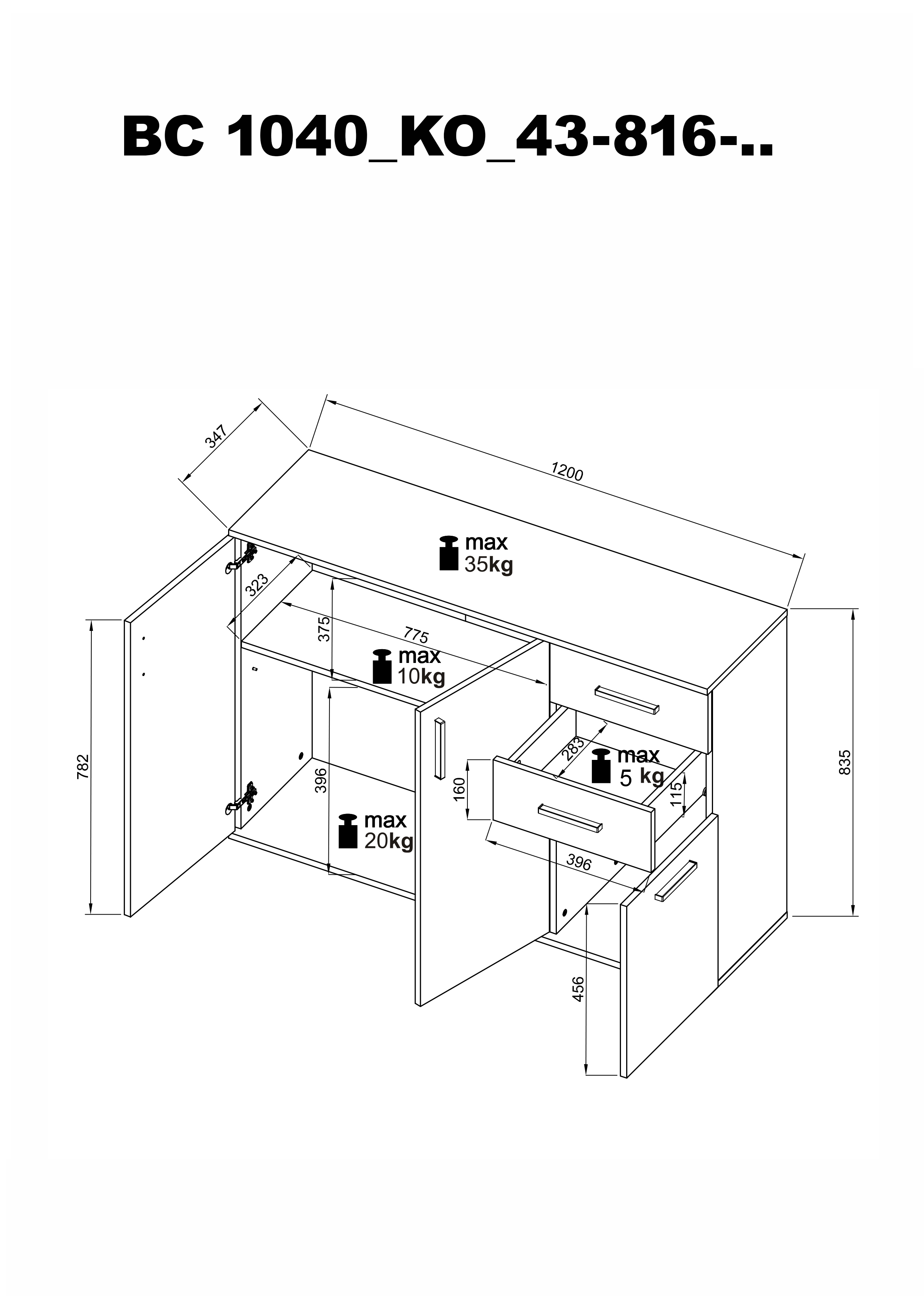 Bega BC1040 Kommode 2, Viking Oak/grau