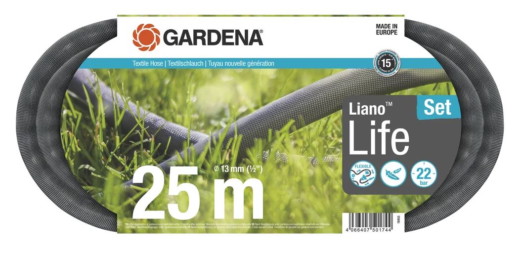 Gardena Textilschlauch Liano™ Life 1/2", 25 m Set Gardena Textilschlauch Liano™ Life 1/2", 25 m Set