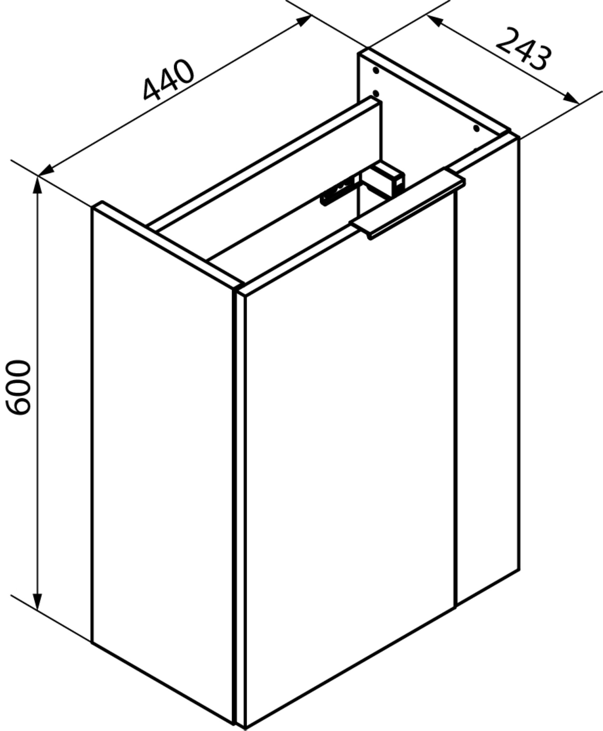 Fackelmann SBC Mini-Waschtischunterschrank 45, 440 x 600 x 243 mm, Anthrazit-Hochglanz