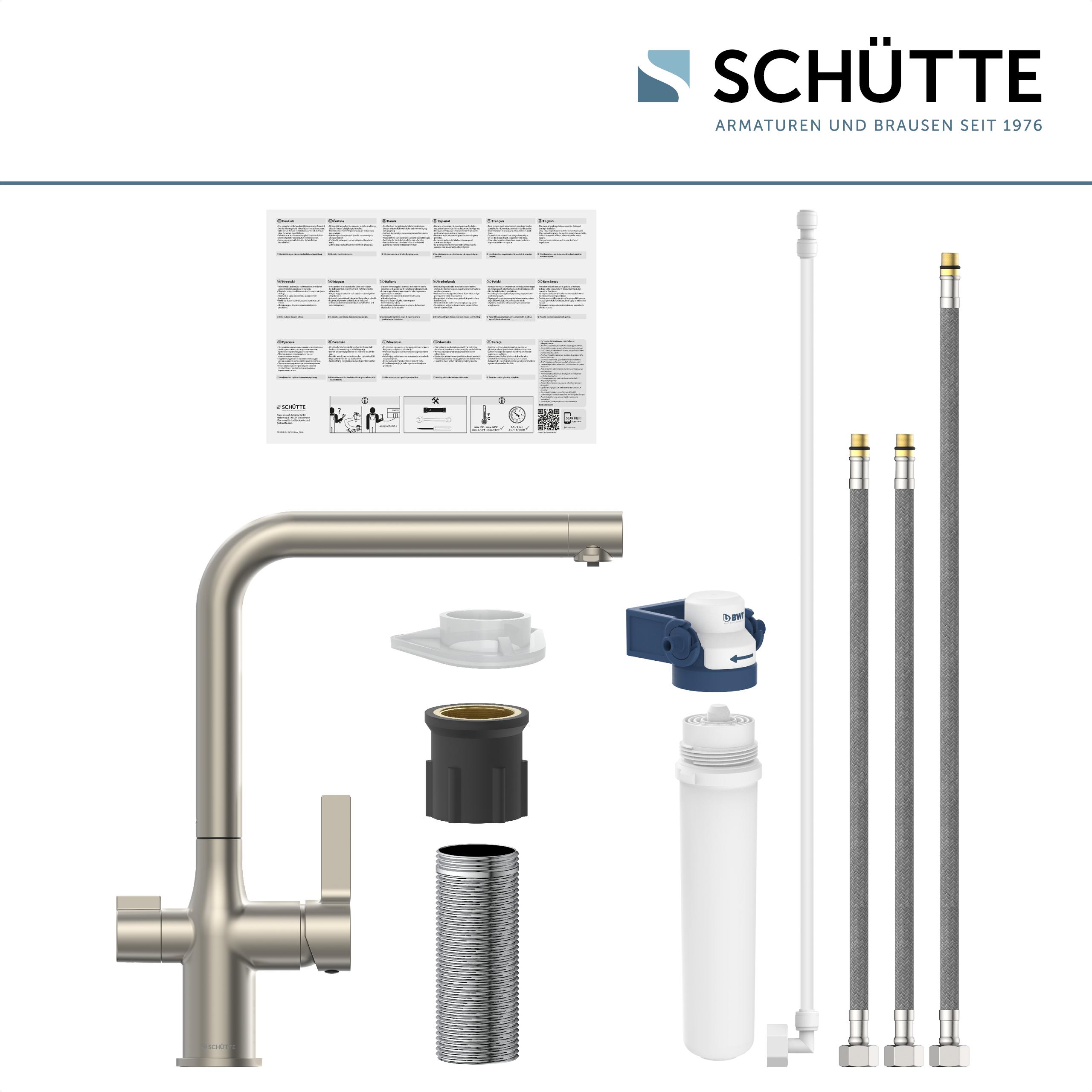 Schütte Trinkwasser-Spültischarmatur AQUASTAR PRO, Edelstahloptik, mit Filtersystem