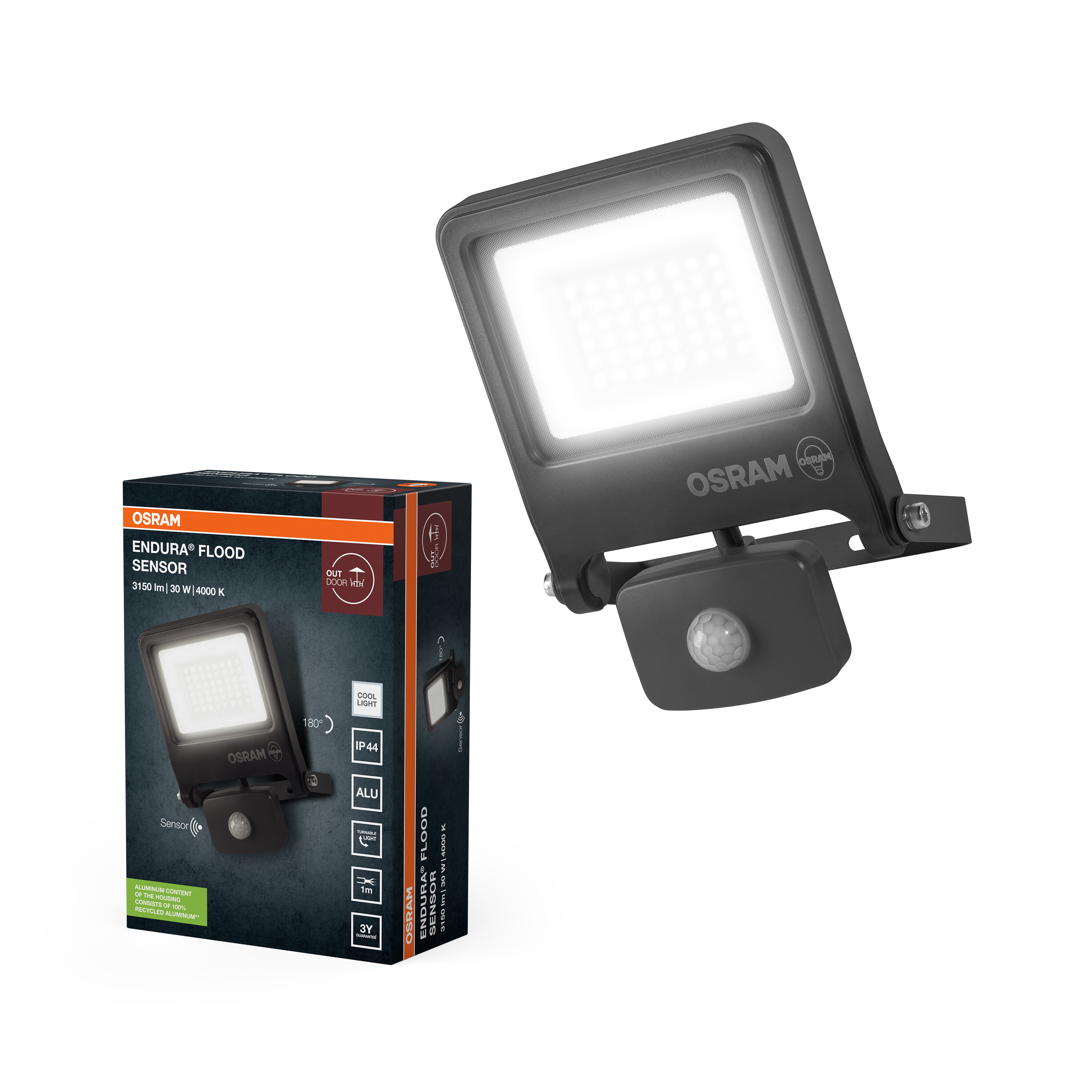 Osram LED Strahler mit Sensor, 30W, Kaltweiß