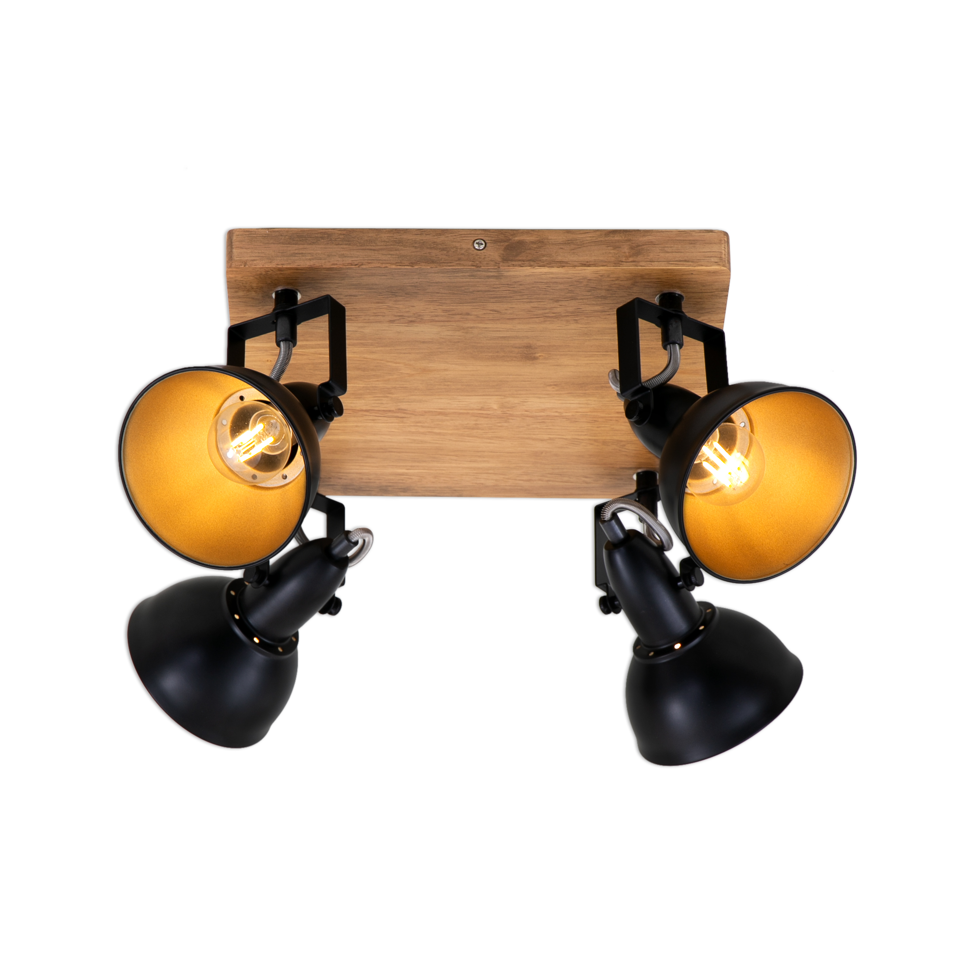 122826-8 BRILONER SPOT 4XE14 HOLZ/SW-GOLD