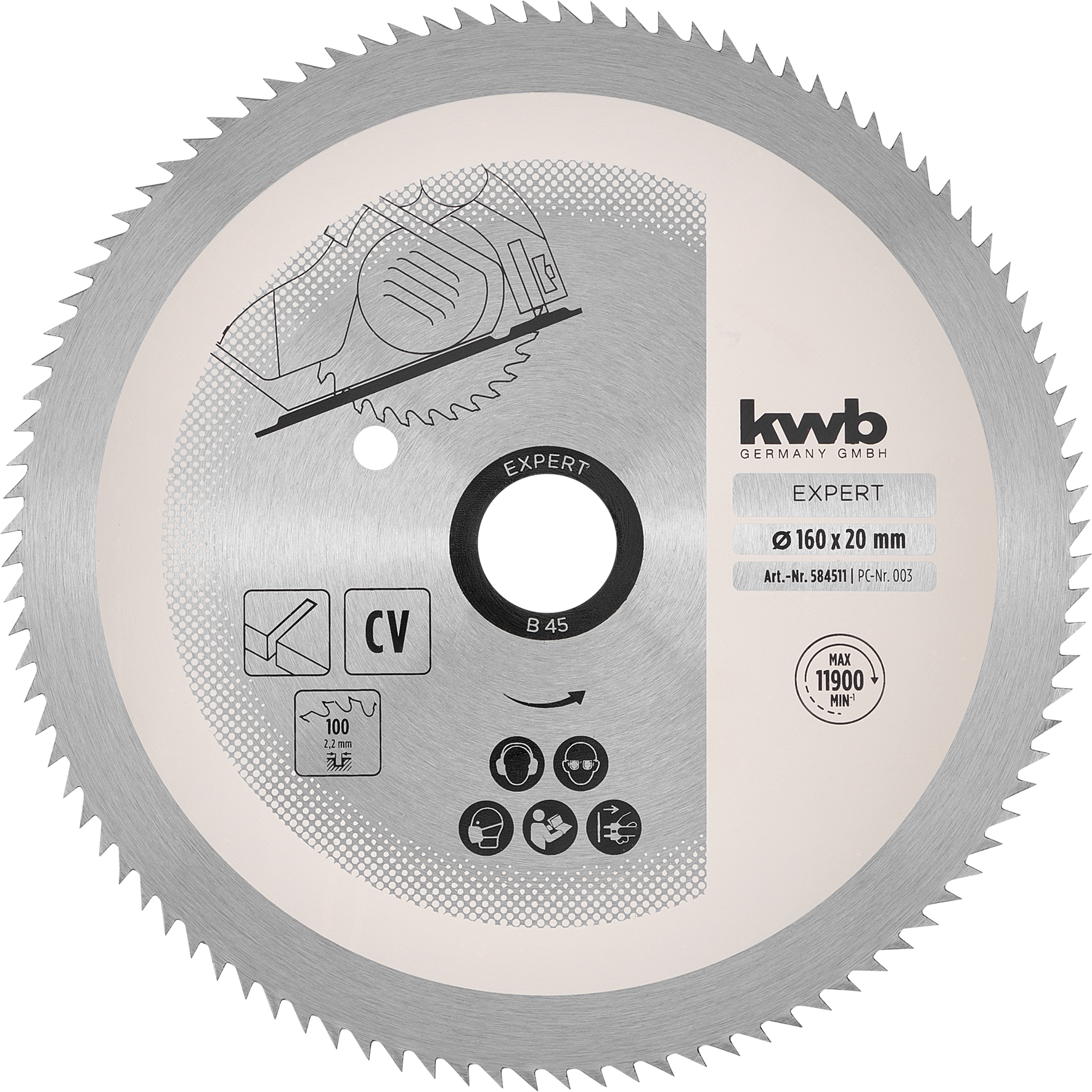 Kwb Kreissägeblatt CV, Ø 160 x 20 mm, Z100