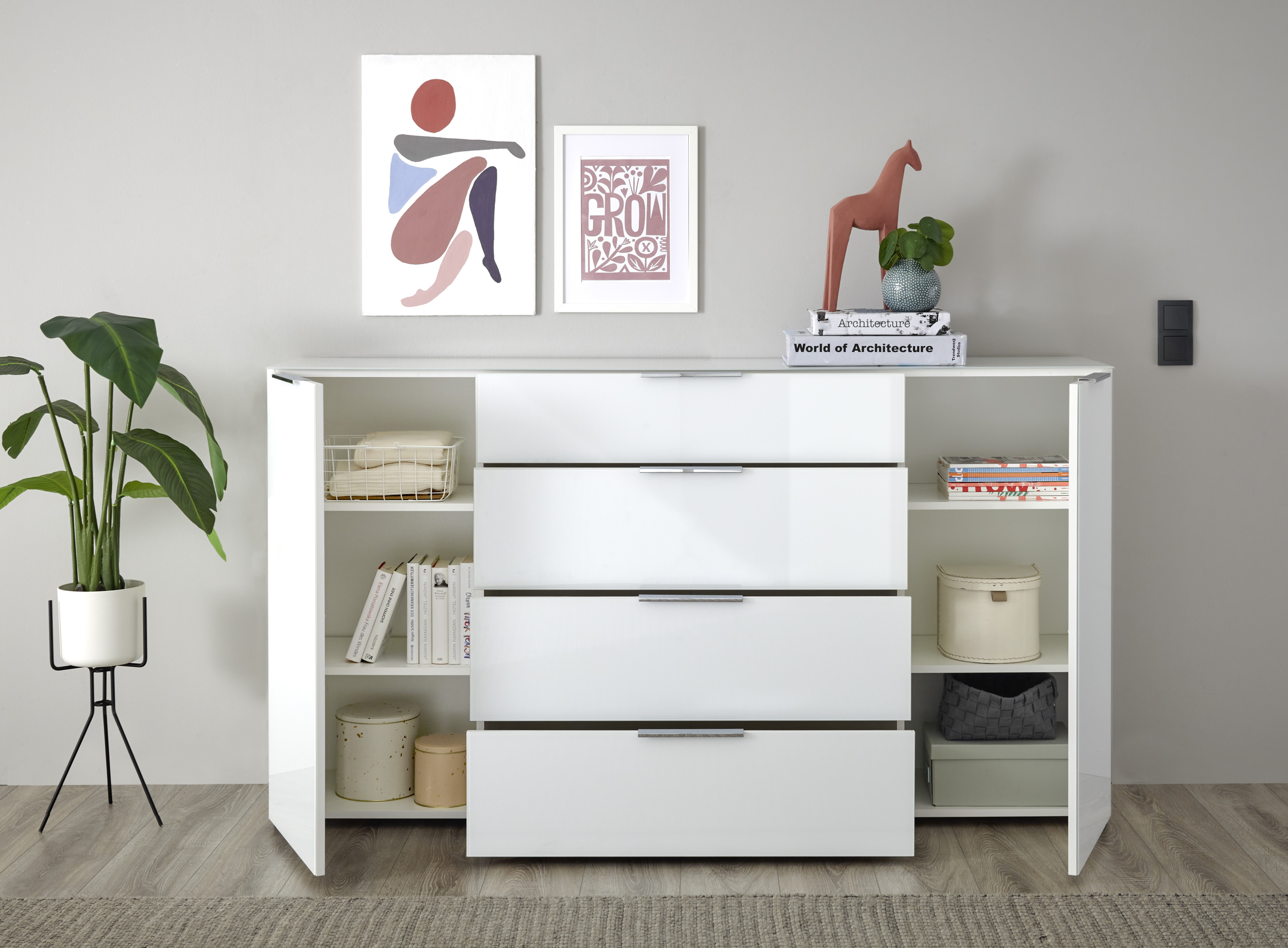 Bega Kommode Santorin, weiß/glas