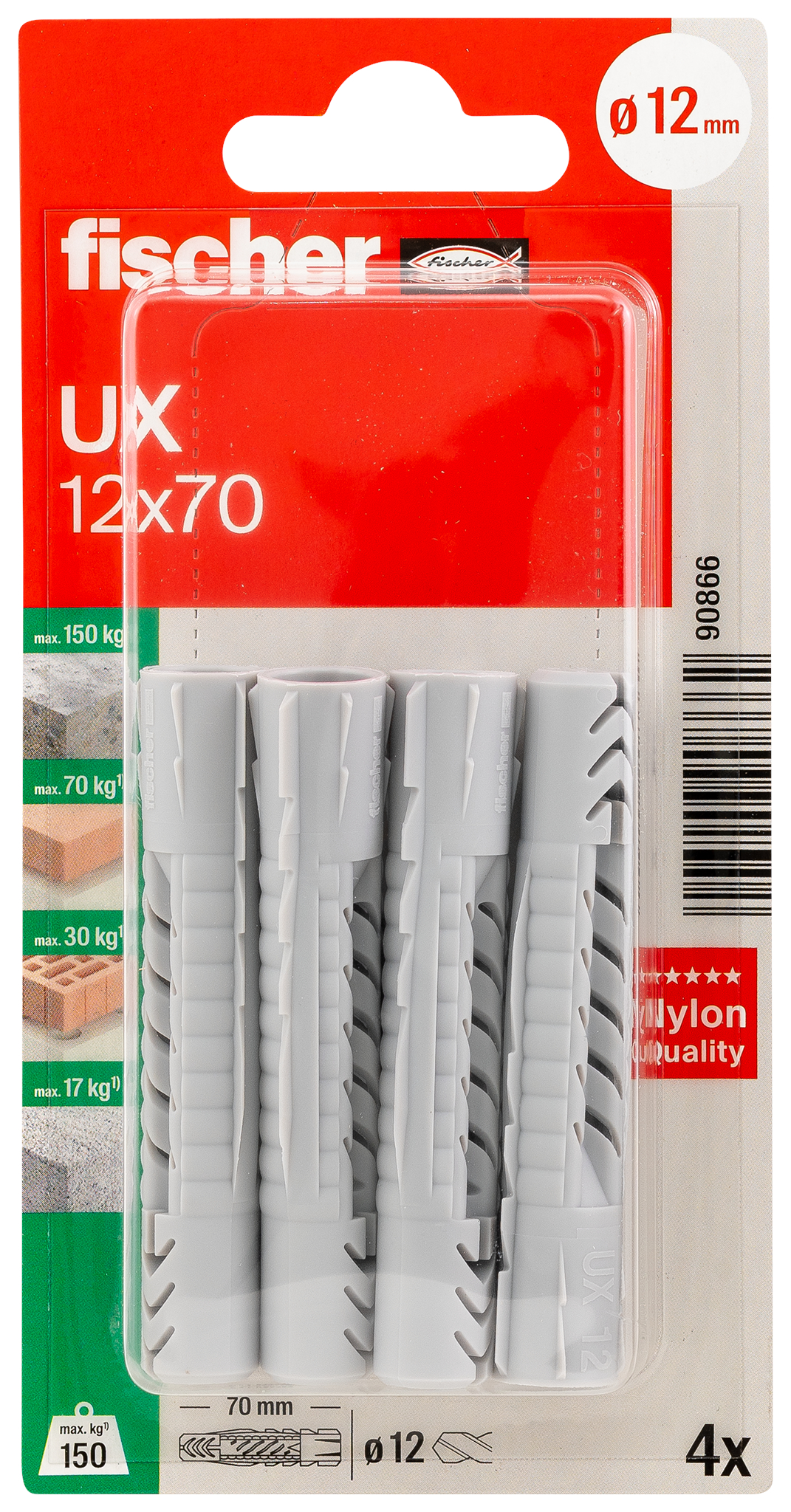 fischer Universaldübel UX 12 x 70 K (4) fischer Universaldübel UX 12 x 70 K (4)